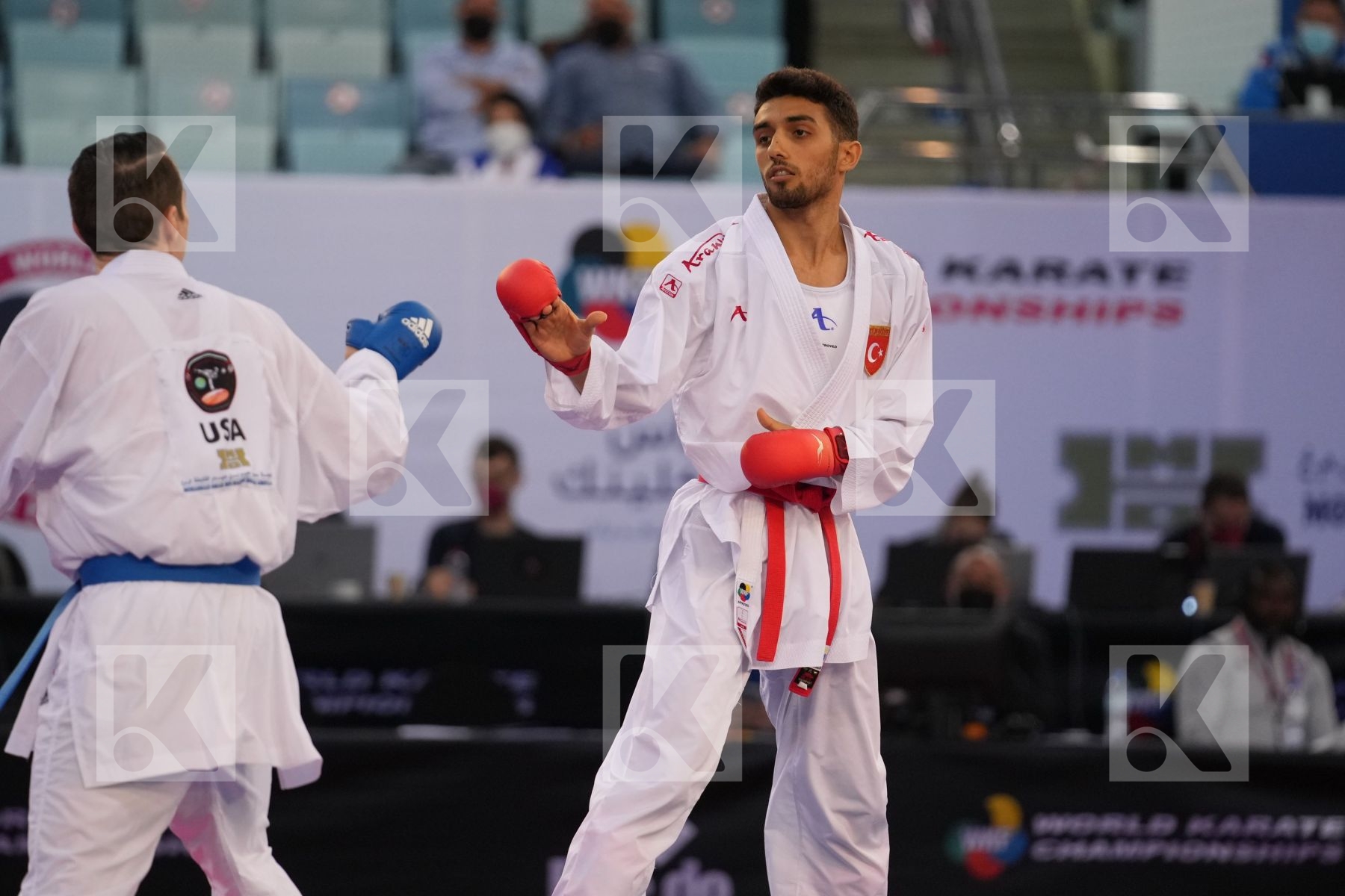 AKKURT EREN (TURKEY) vs SCOTT THOMAS (UNITED STATES) in Male Kumite -75 Kg - bronze bout