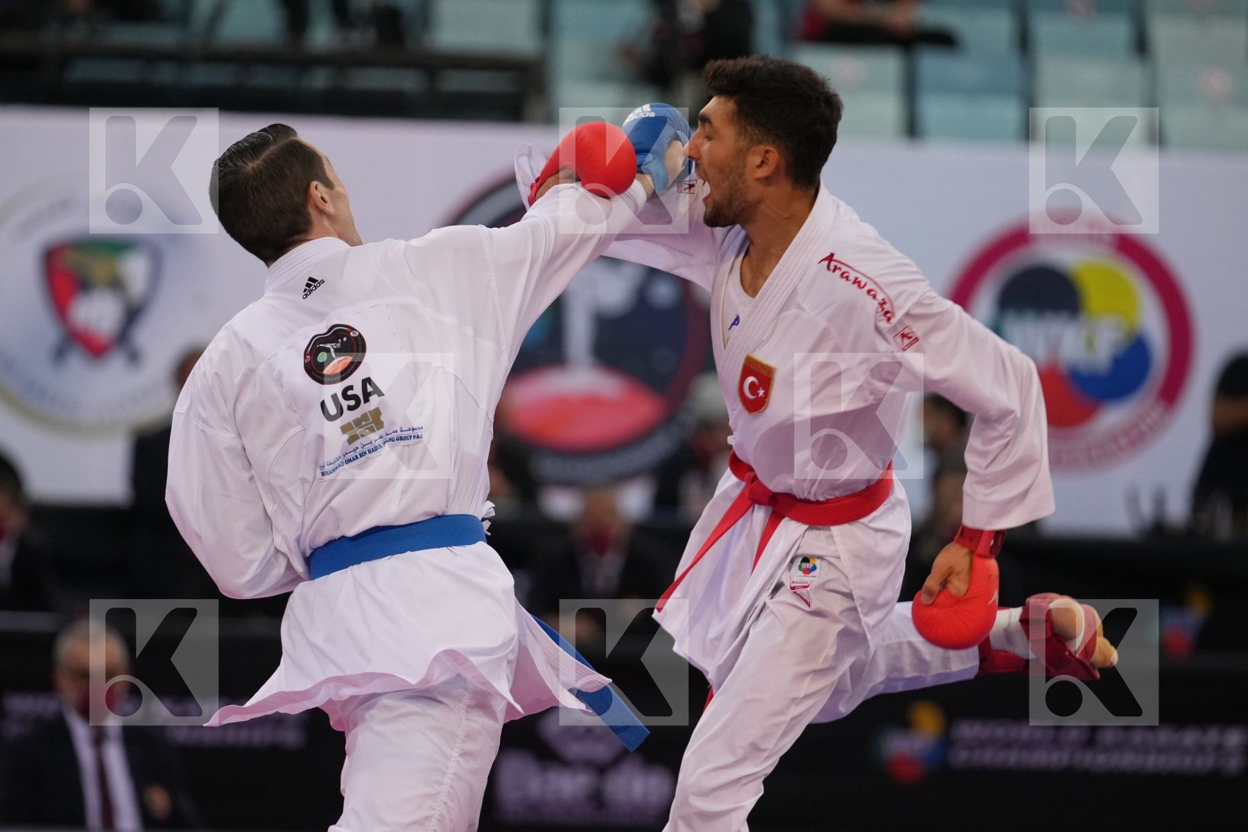 AKKURT EREN (TURKEY) vs SCOTT THOMAS (UNITED STATES) in Male Kumite -75 Kg - bronze bout