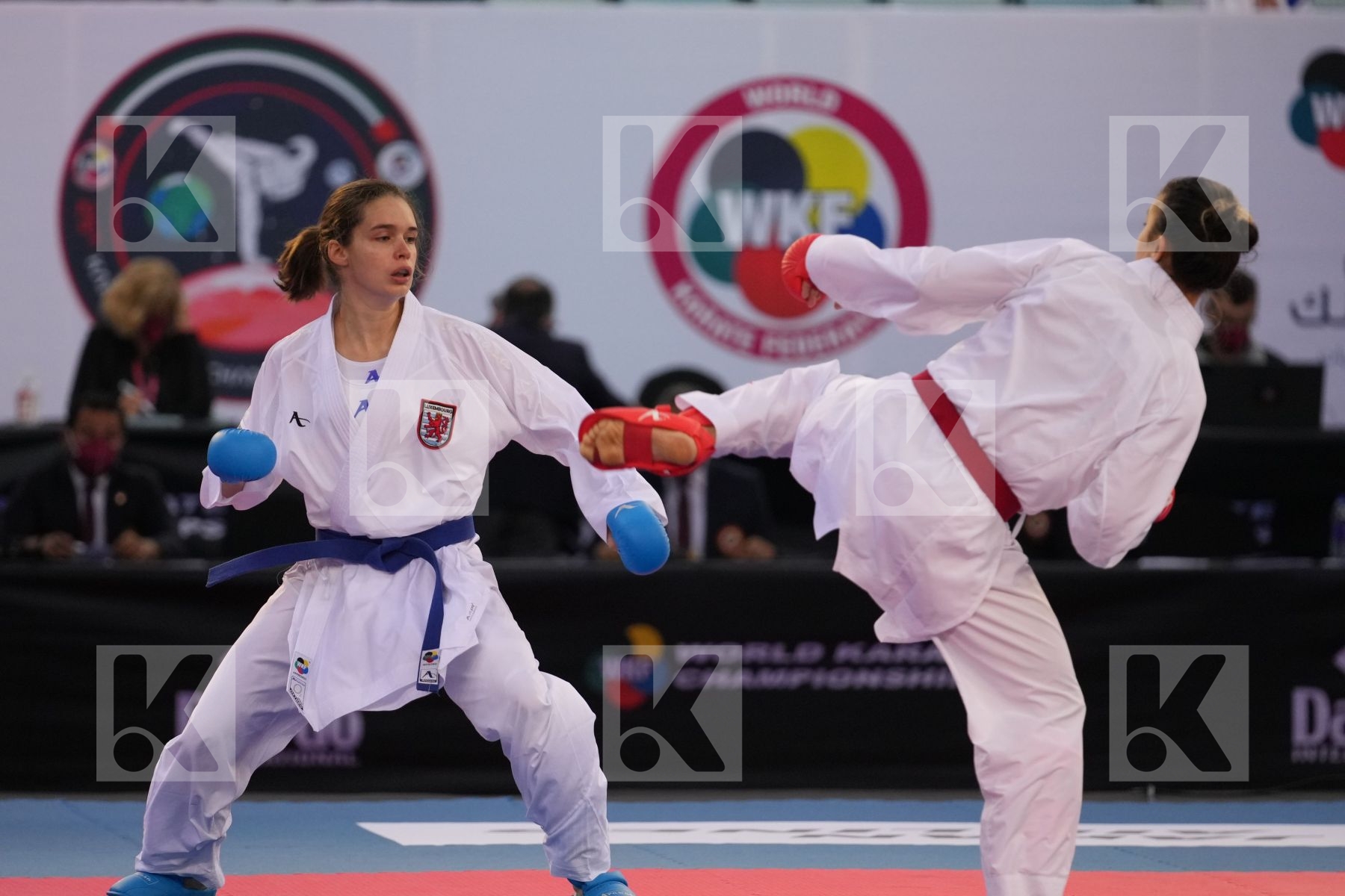 GORANOVA IVET (BULGARIA) vs WARLING JENNIFER (LUXEMBOURG) in Female Kumite -55 Kg - bronze bout