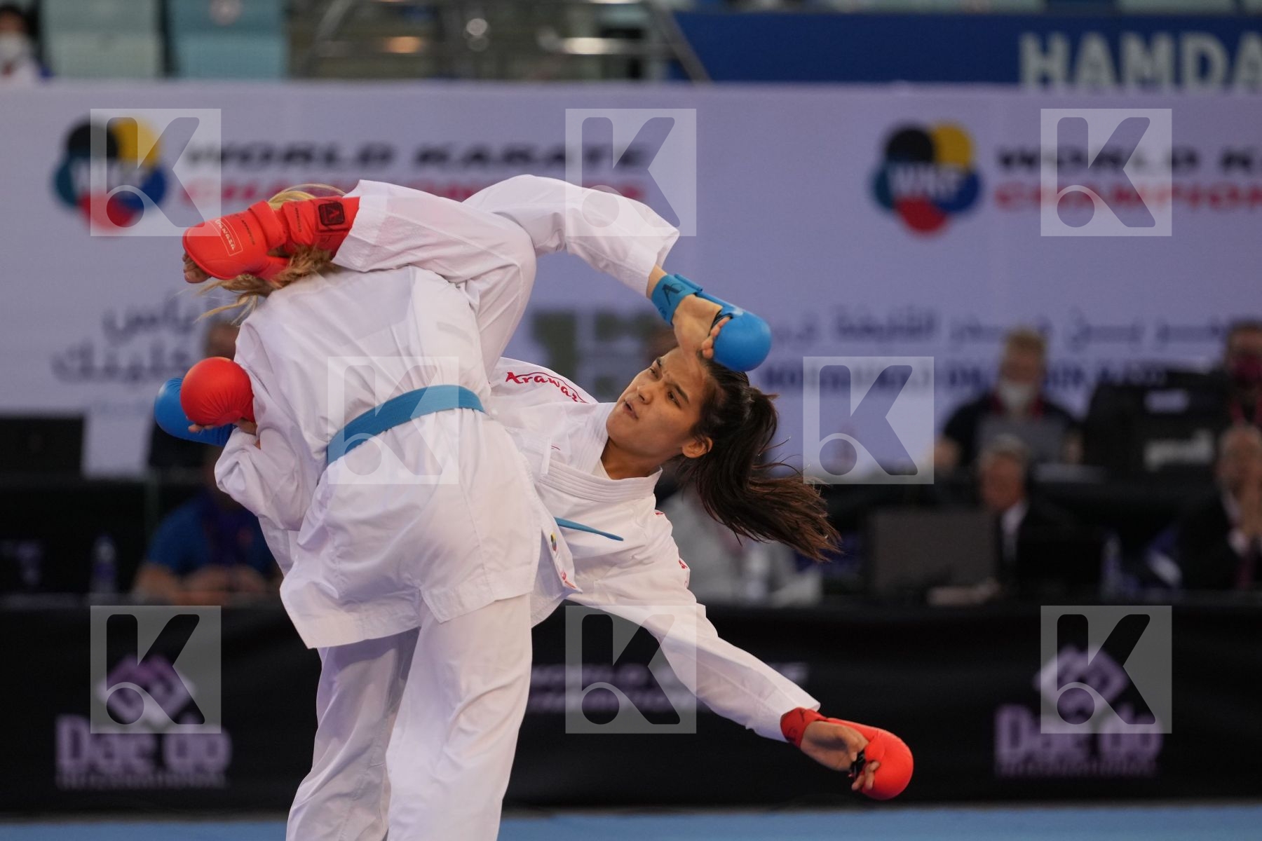 RAKHIMOVA SEVINCH (UZBEKISTAN) vs CHERNYSHEVA ANNA (RUSSIA) in Female Kumite -55 Kg - bronze bout