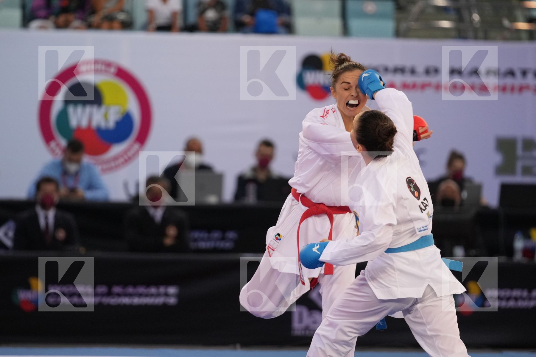 KRYVA KATERYNA (UKRAINE) vs ZHANGBYRBAY MOLDIR (KAZAKHSTAN) in Female Kumite -50 Kg - bronze bout