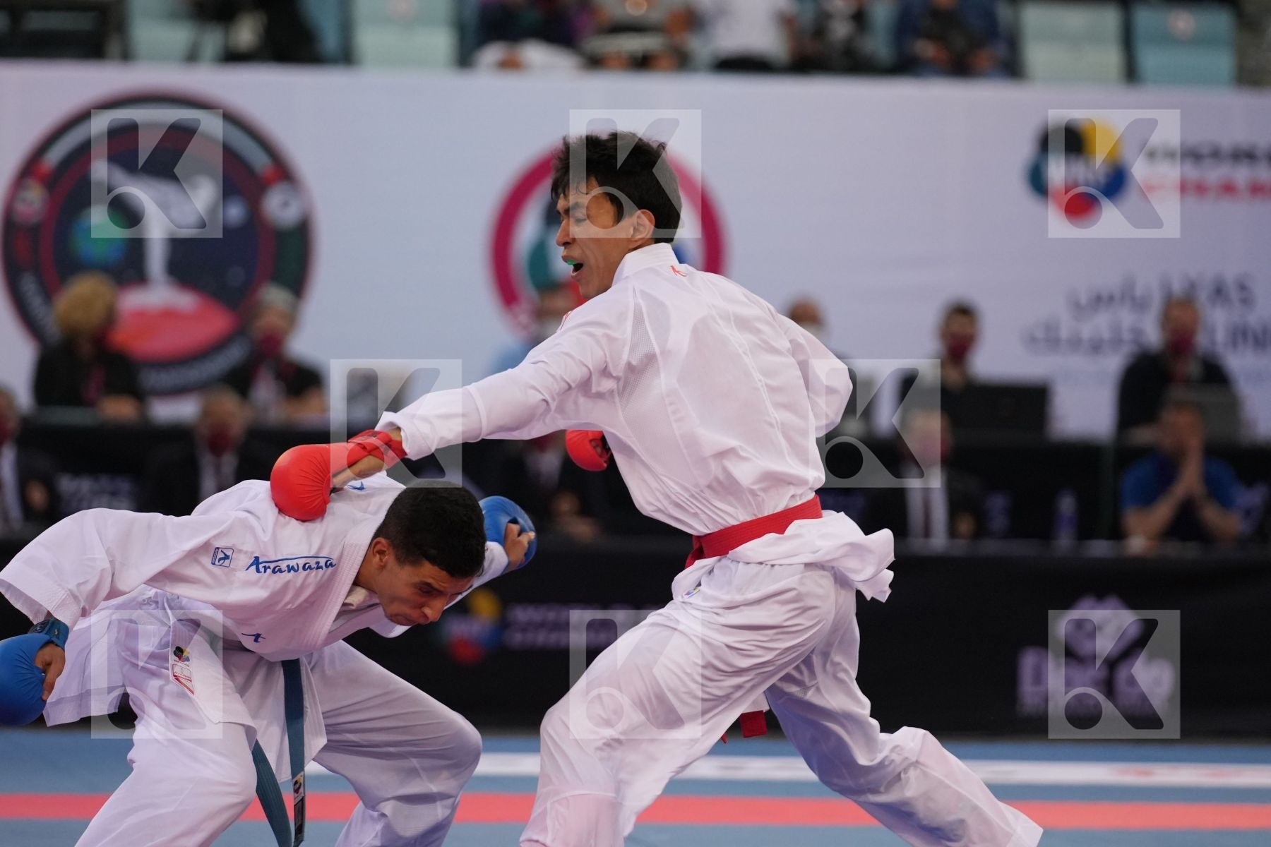 ALPYSBAY KAISAR (KAZAKHSTAN) vs JINA ABDEL ALI (MOROCCO) in Male Kumite -60 Kg - bronze bout