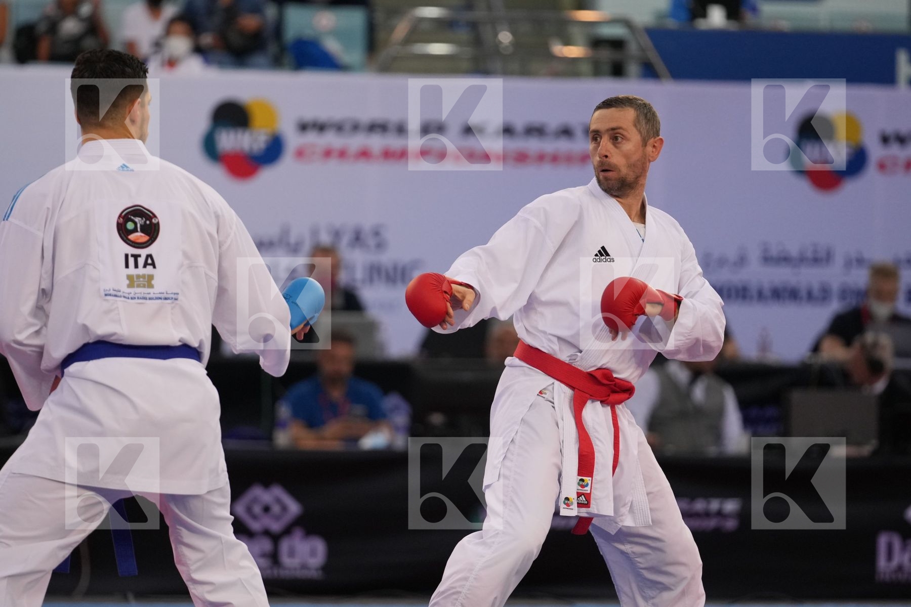 ARKANIA GOGITA (GEORGIA) vs MARINO SIMONE (ITALY) in Male Kumite 84+ Kg - final bout