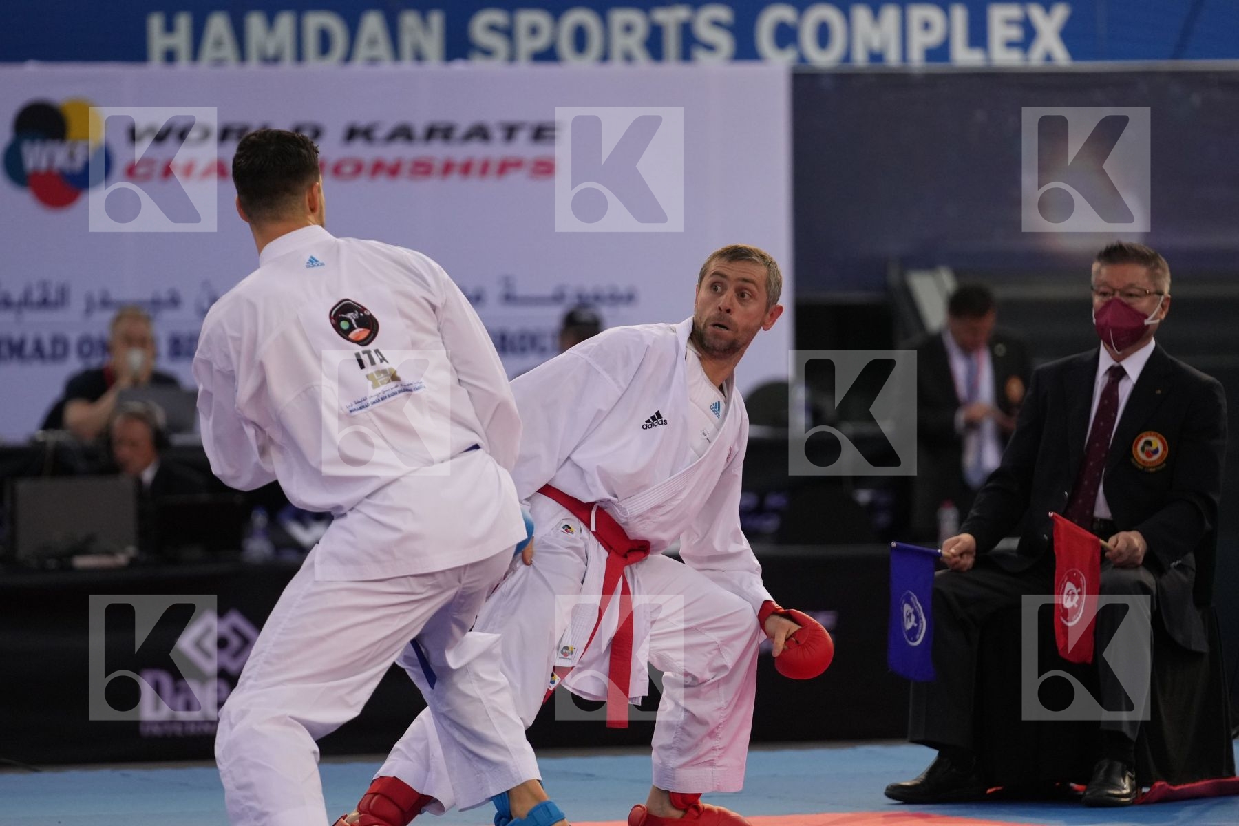 ARKANIA GOGITA (GEORGIA) vs MARINO SIMONE (ITALY) in Male Kumite 84+ Kg - final bout