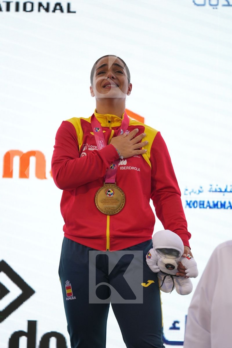 TORRES GARCIA MARIA (SPAIN), OKILA MENNA SHAABAN (EGYPT), BERULTSEVA SOFYA (KAZAKHSTAN), LESJAK LUCIJA (CROATIA) in Female Kumite 68+ Kg - podium ceremony