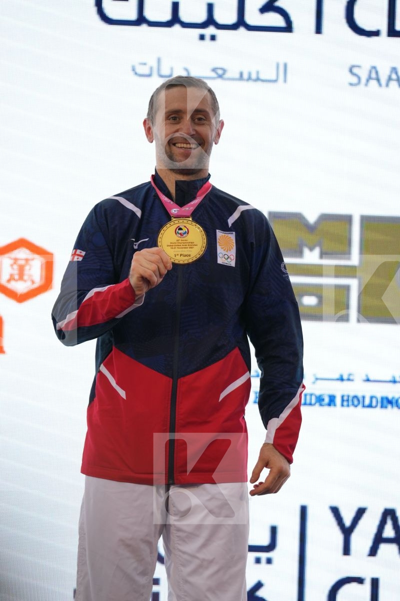 ARKANIA GOGITA (GEORGIA) in Male Kumite 84+ Kg - podium ceremony