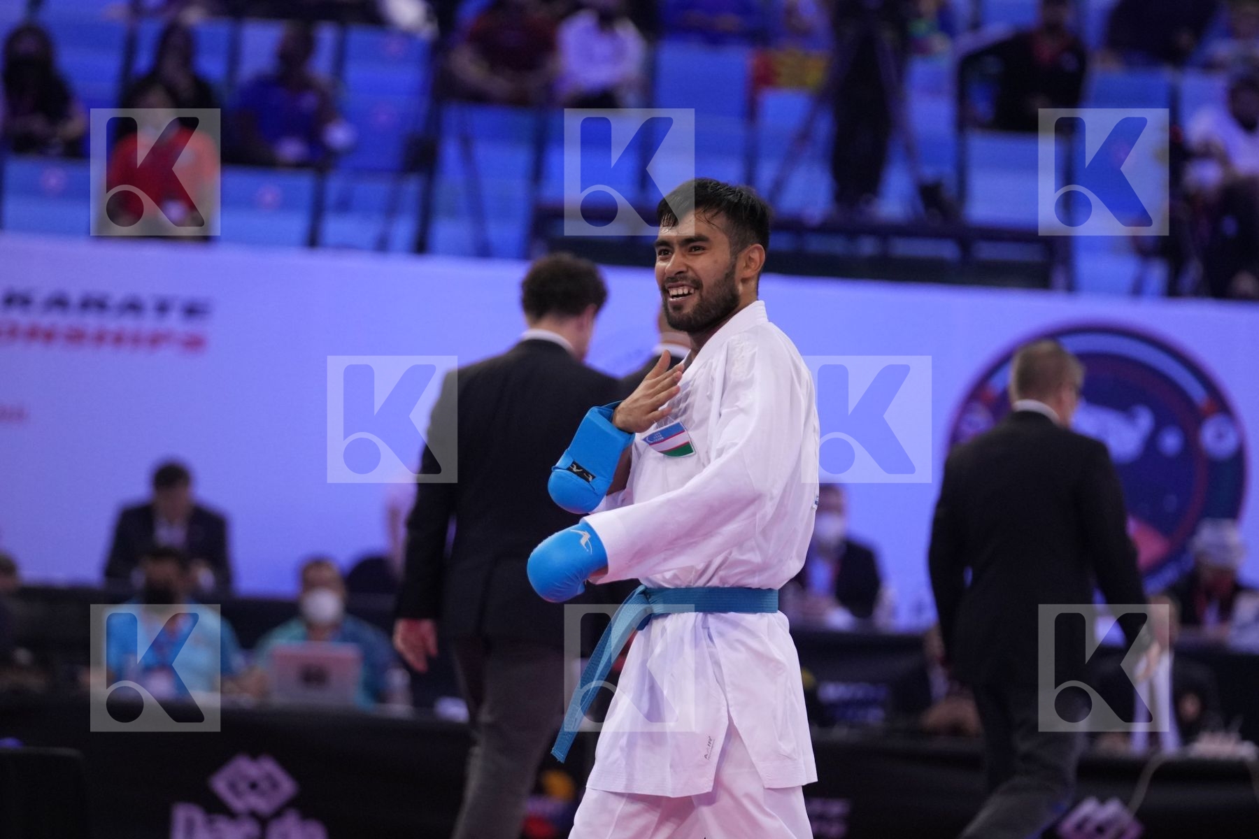 ABDELAZIZ ABDALLA MAMDUH (EGYPT) vs OTABOLAEV DASTONBEK (UZBEKISTAN) in Male Kumite -75 Kg - final bout