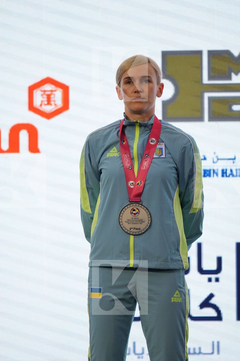SEROGINA ANITA (UKRAINE) in Female Kumite -61 Kg - podium ceremony