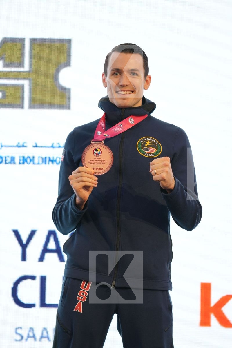 SCOTT THOMAS (UNITED STATES, USA) in Male Kumite -75 Kg - podium ceremony