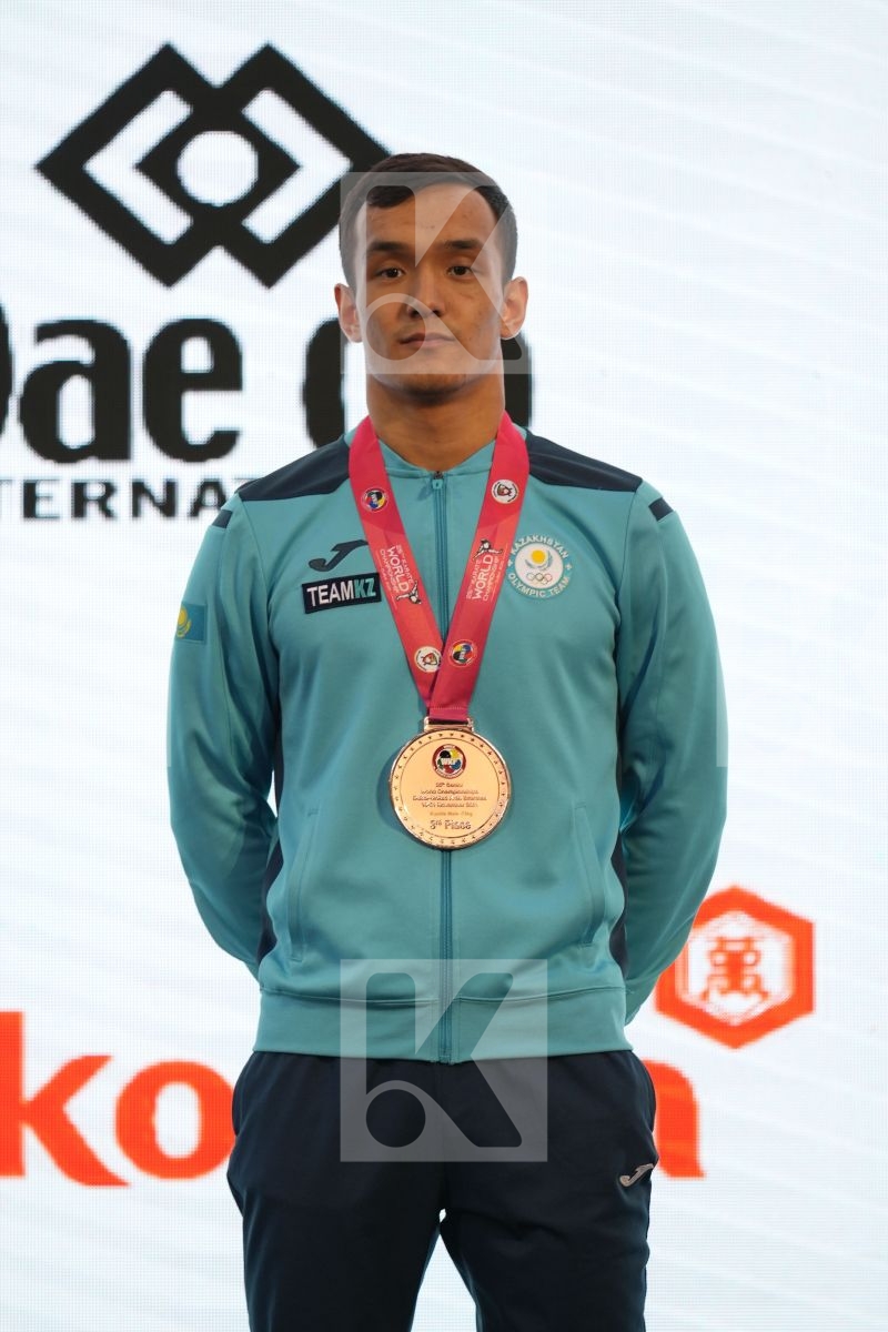 AZHIKANOV NURKANAT (KAZAKHSTAN) in Male Kumite -75 Kg - podium ceremony