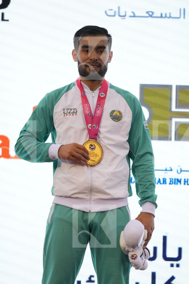OTABOLAEV DASTONBEK (UZBEKISTAN) in Male Kumite -75 Kg - podium ceremony