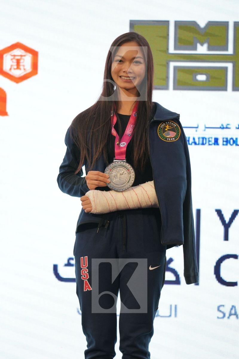 ALLEN TRINITY (UNITED STATES, USA) in Female Kumite -55 Kg - podium ceremony