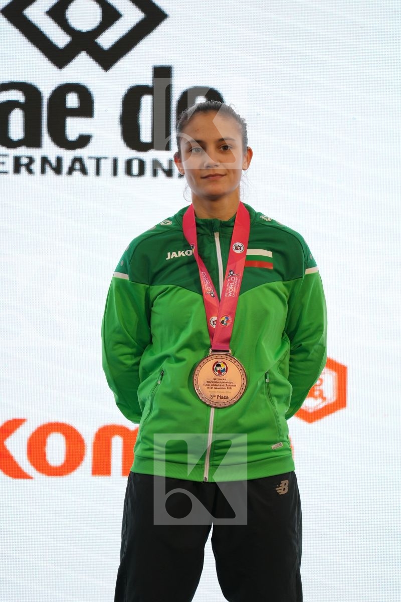 GORANOVA IVET (BULGARIA) in Female Kumite -55 Kg - podium ceremony