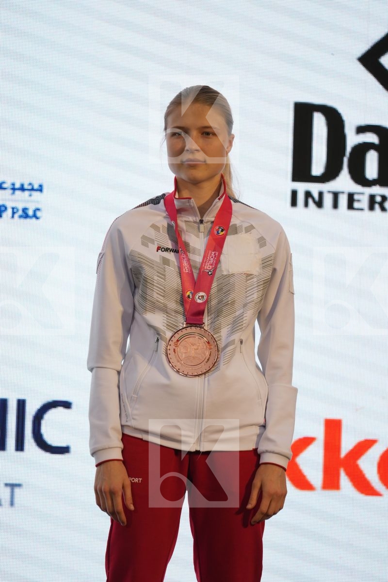 CHERNYSHEVA ANNA (RUSSIA) in Female Kumite -55 Kg - podium ceremony