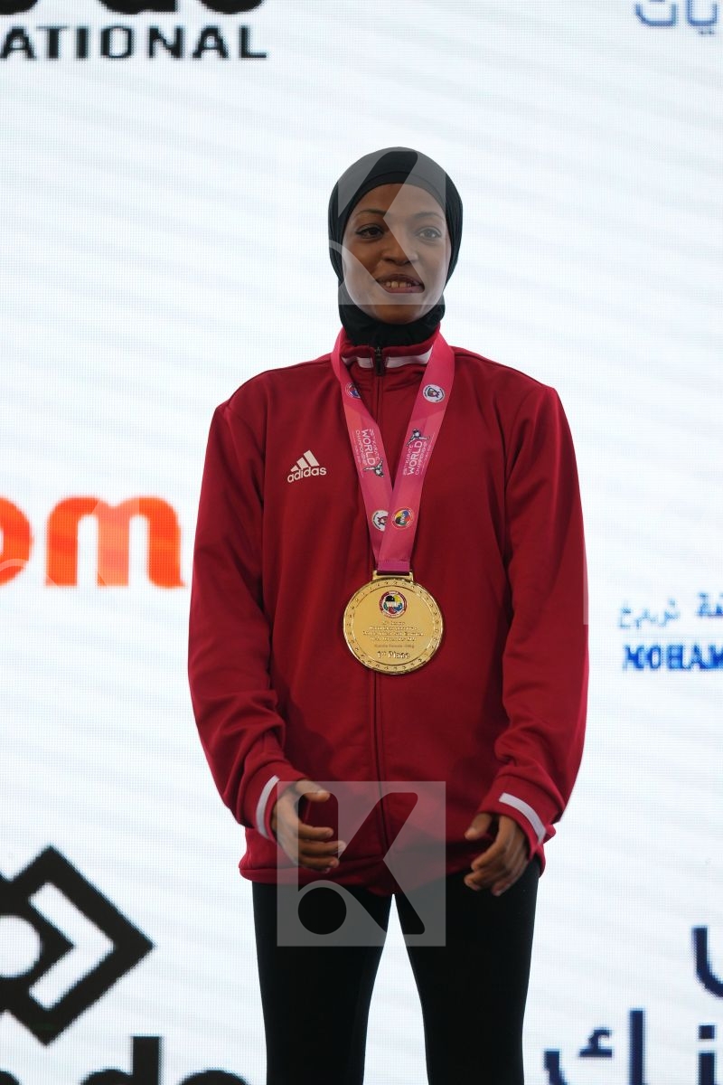 YOUSSEF AHLAM (EGYPT) in Female Kumite -55 Kg - podium ceremony
