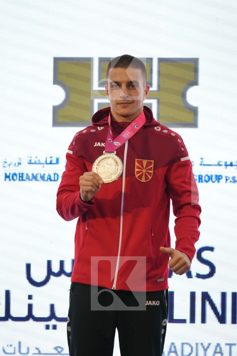 PAVLOV EMIL (NORTH MACEDONIA) in Male Kumite -67 Kg - podium ceremony