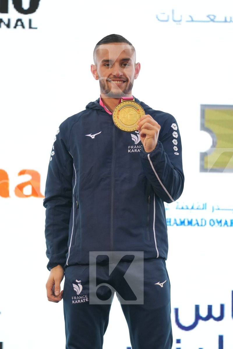DACOSTA STEVEN (FRANCE) in Male Kumite -67 Kg - podium ceremony