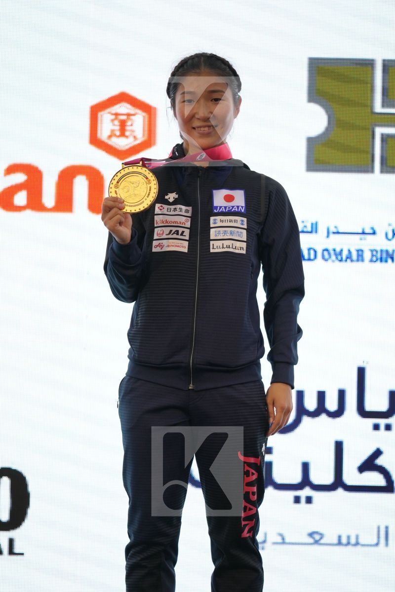 MIYAHARA MIHO (JAPAN) in Female Kumite -50 Kg - podium ceremony