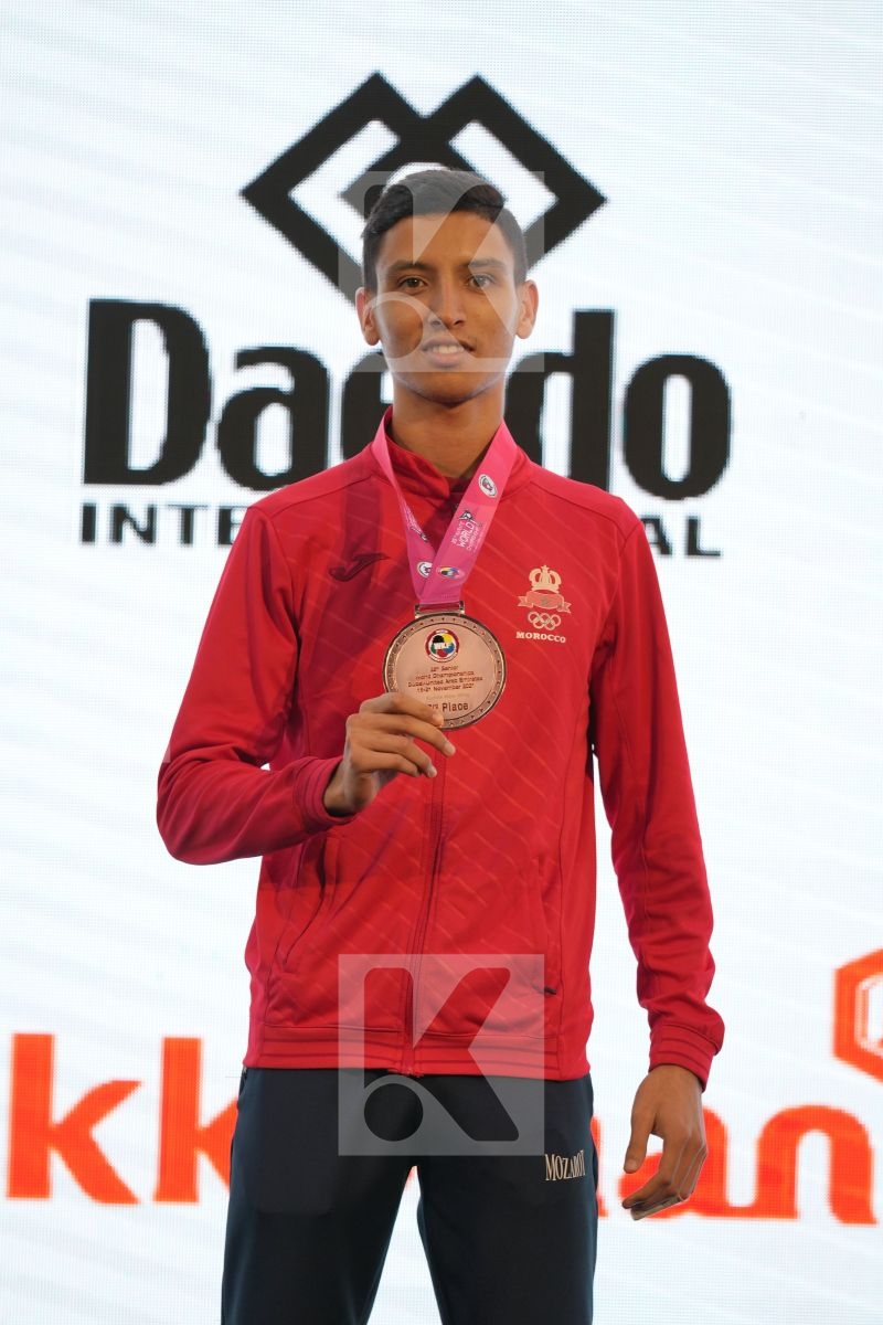 JINA ABDEL ALI (MOROCCO) in Male Kumite -60 Kg - podium ceremony