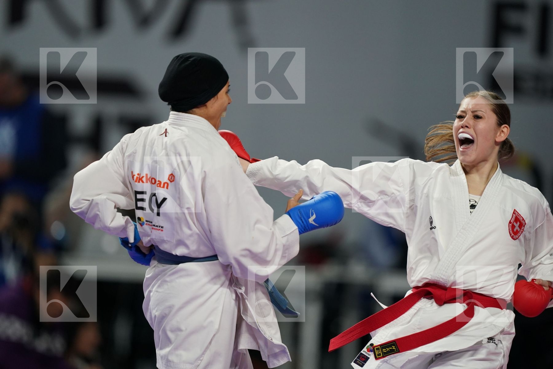 RAMONA BRUEDERLIN (SWITZERLAND) vs SHYMAA ABOUEL YAZED (EGYPT) in Senior Kumite 68+ Kg - Bronze bout