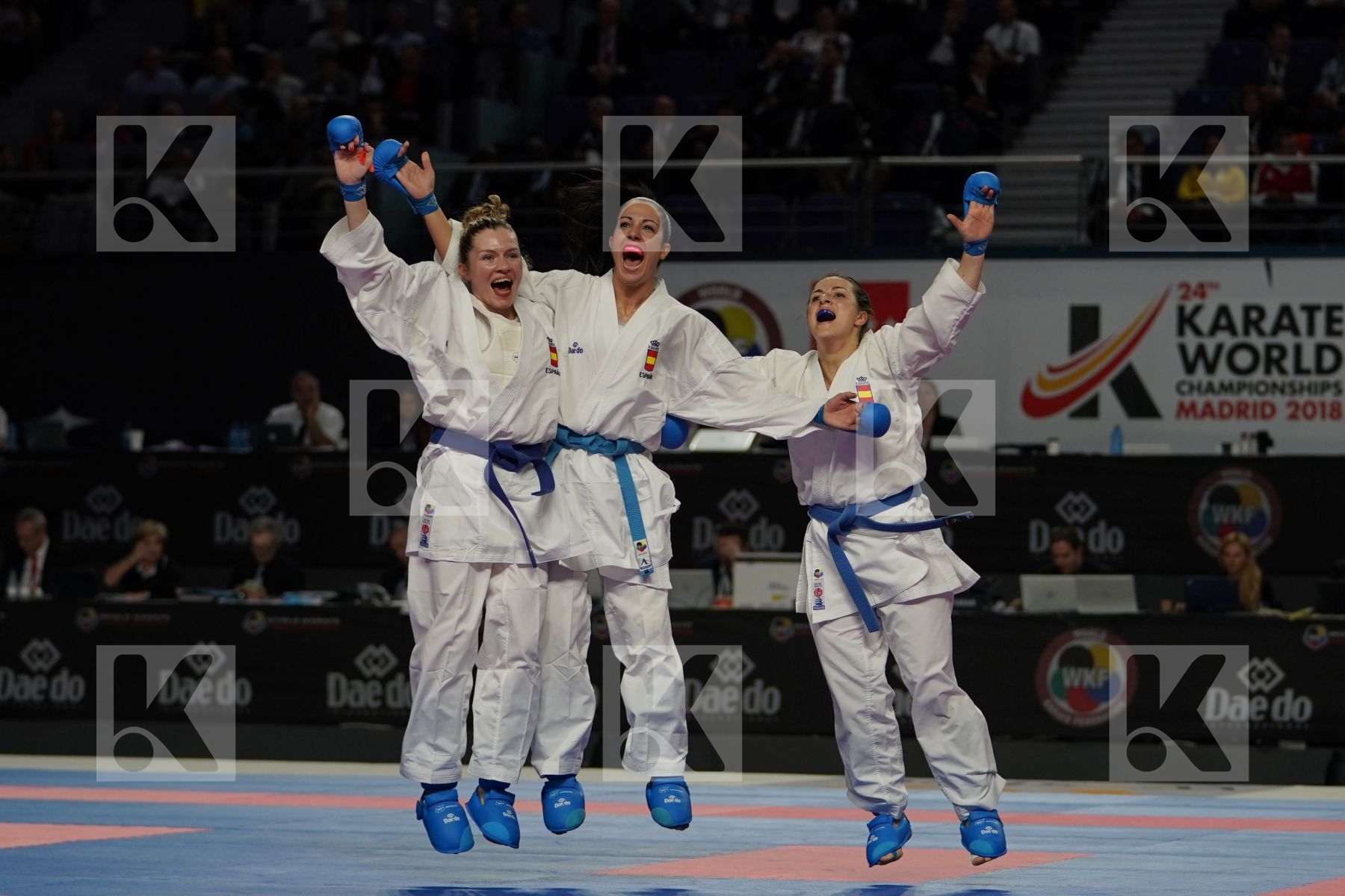 Spain (Ferrer_Garcia, Palacio_Gonzalez, Torres_Garcia, Vizcaino_Gonzalez) in Senior Team Female Kumite - Bronze bout