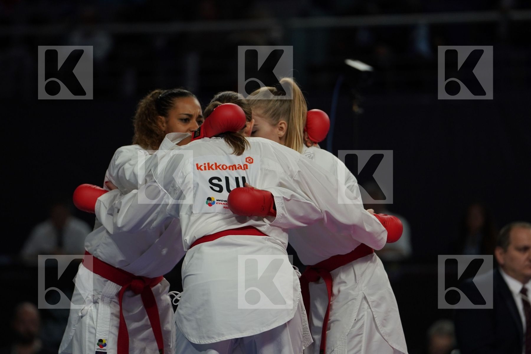 Switzerland (BRUEDERLIN, KORNFELD, QUIRICI, RADJENOVIC) vs EGYPT (ABDELAZIZ, ABOUEL_YAZED, AHMED, LOTFY) in Senior Team Female Kata - Bronze bout