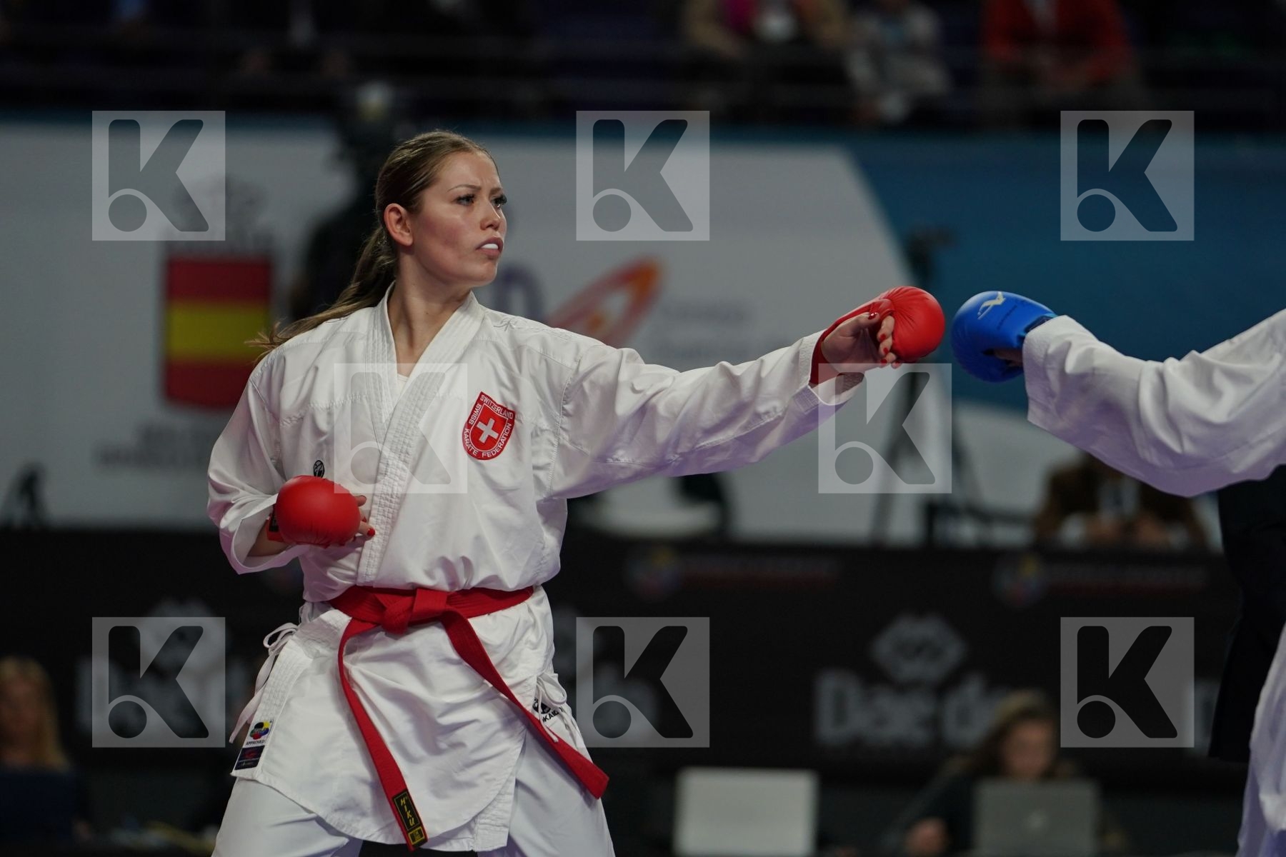 Switzerland (BRUEDERLIN, KORNFELD, QUIRICI, RADJENOVIC) vs EGYPT (ABDELAZIZ, ABOUEL_YAZED, AHMED, LOTFY) in Senior Team Female Kata - Bronze bout
