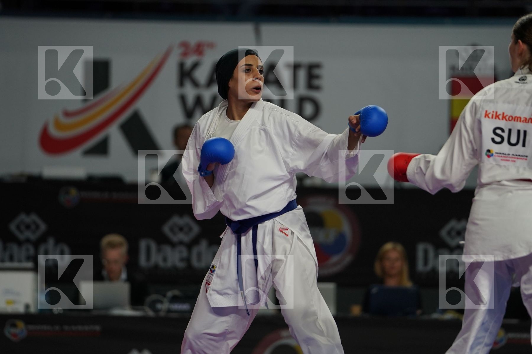 Switzerland (BRUEDERLIN, KORNFELD, QUIRICI, RADJENOVIC) vs EGYPT (ABDELAZIZ, ABOUEL_YAZED, AHMED, LOTFY) in Senior Team Female Kata - Bronze bout