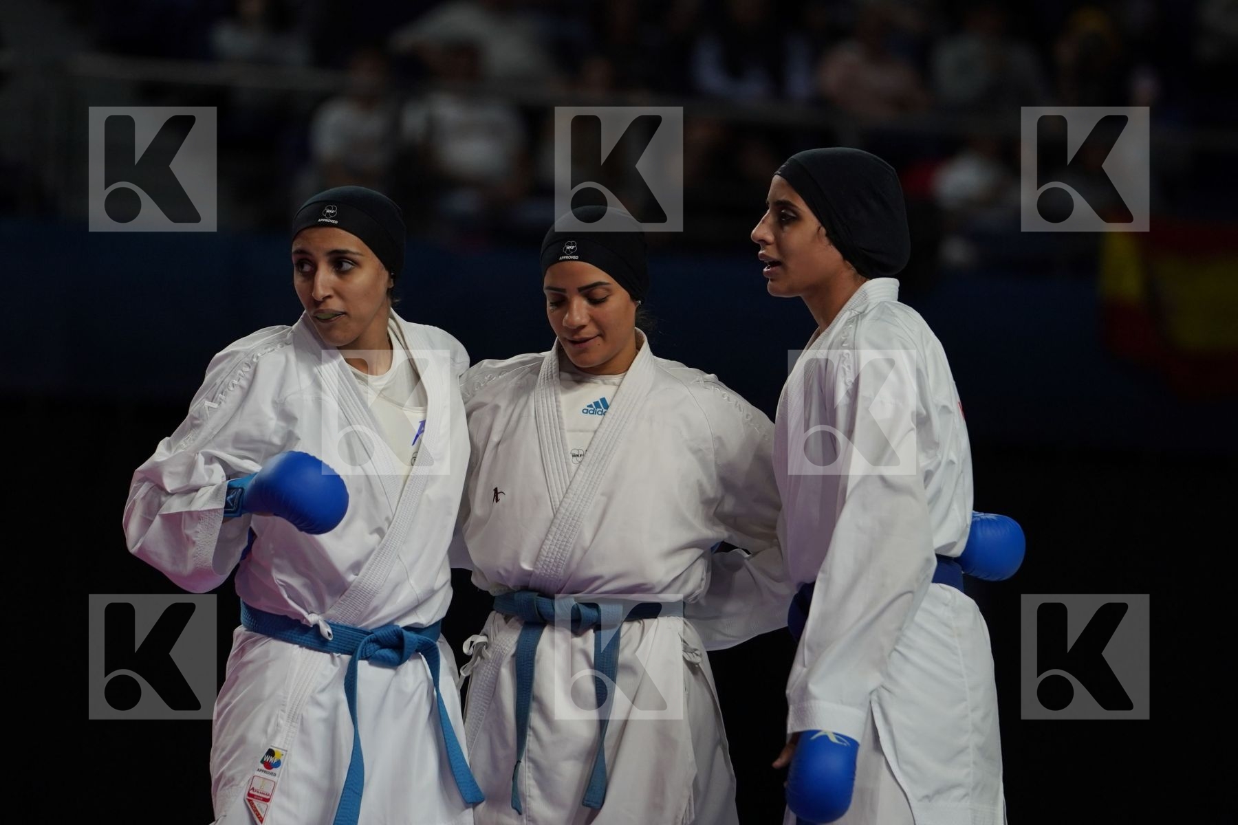 Switzerland (BRUEDERLIN, KORNFELD, QUIRICI, RADJENOVIC) vs EGYPT (ABDELAZIZ, ABOUEL_YAZED, AHMED, LOTFY) in Senior Team Female Kata - Bronze bout