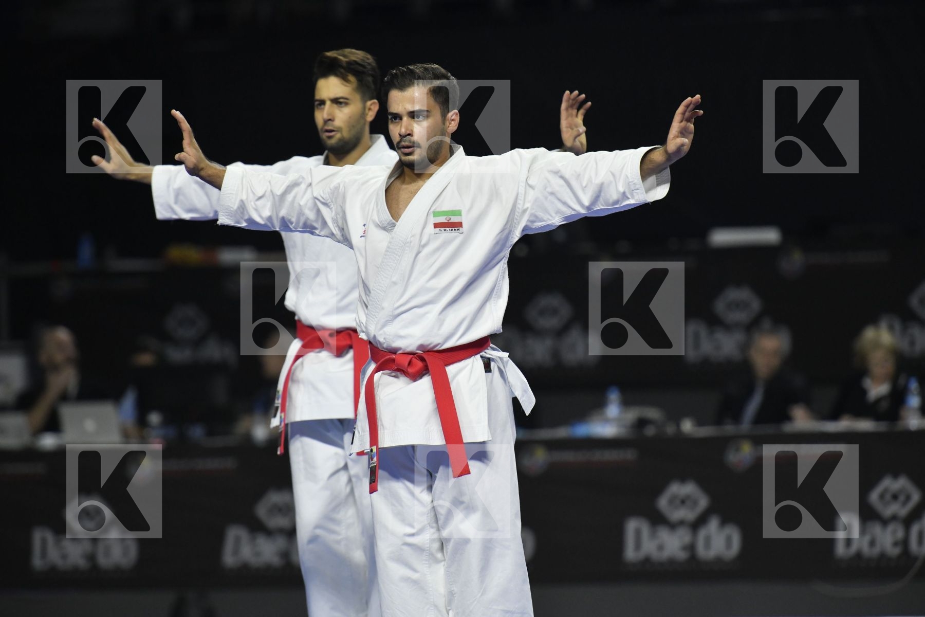 IRAN (DELIKHOUN, SHAHRJERDI, ZAND) vs TURKEY (DURAN, GOKTAS, SOFUOGLU) in Senior Team Male Kata - Bronze bout