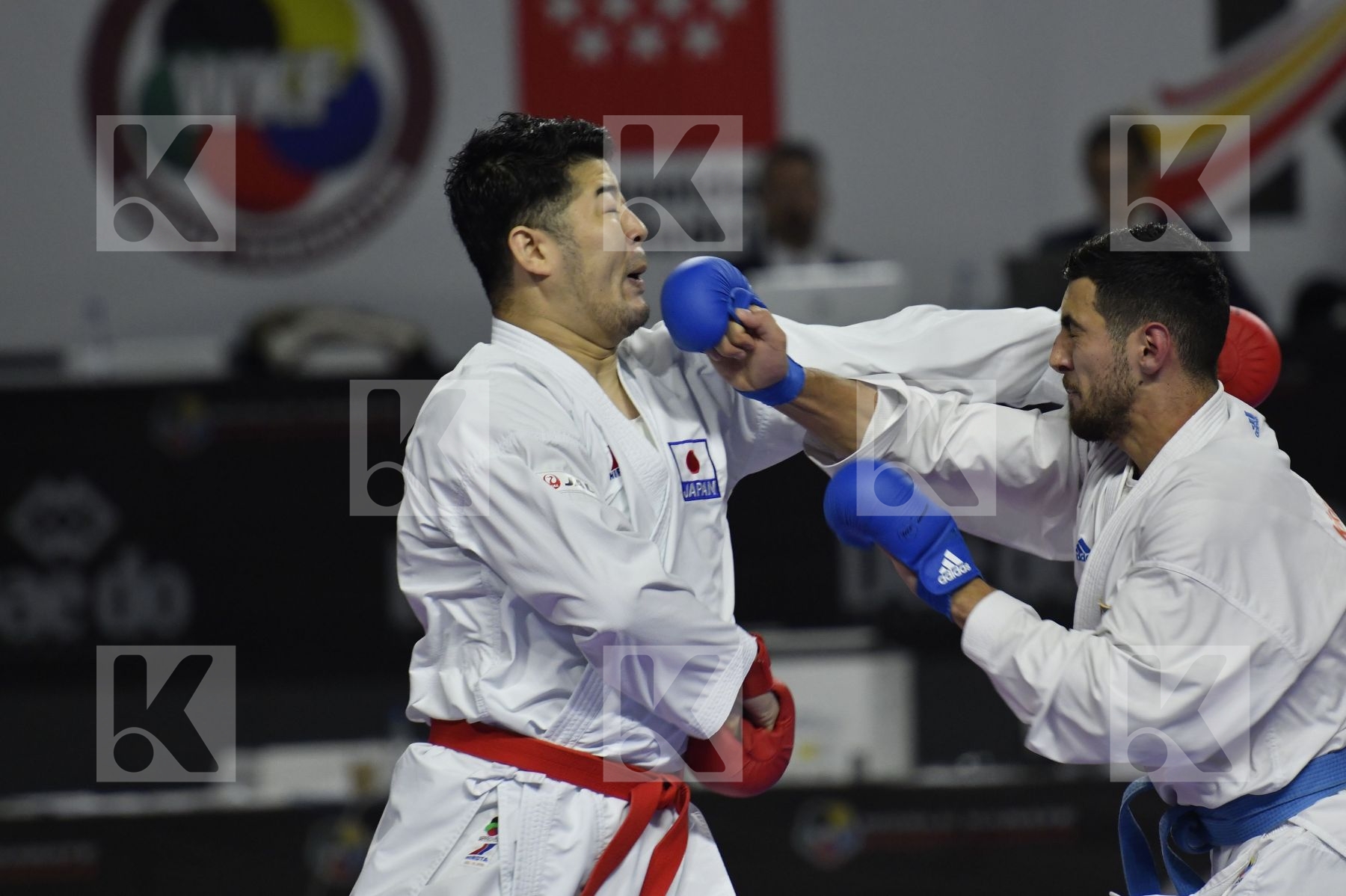 JAPAN (ANDO, ARAGA, KAGAWA, MORI, NISHIMURA, SAKIYAMA, SHIMADA) vs AZERBAIJAN (ABDULLAYEV, AGHALARZADE, AGHAYEV, ATAMOV, GURBANLI, HASANOV, HASANOV) in Senior Team Male Kumite - Bronze bout