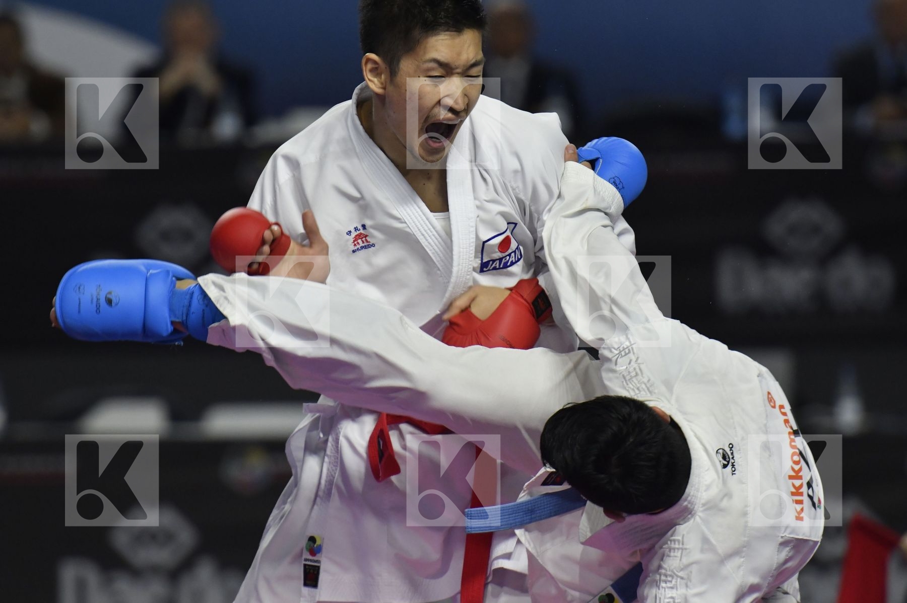 JAPAN (ANDO, ARAGA, KAGAWA, MORI, NISHIMURA, SAKIYAMA, SHIMADA) vs AZERBAIJAN (ABDULLAYEV, AGHALARZADE, AGHAYEV, ATAMOV, GURBANLI, HASANOV, HASANOV) in Senior Team Male Kumite - Bronze bout
