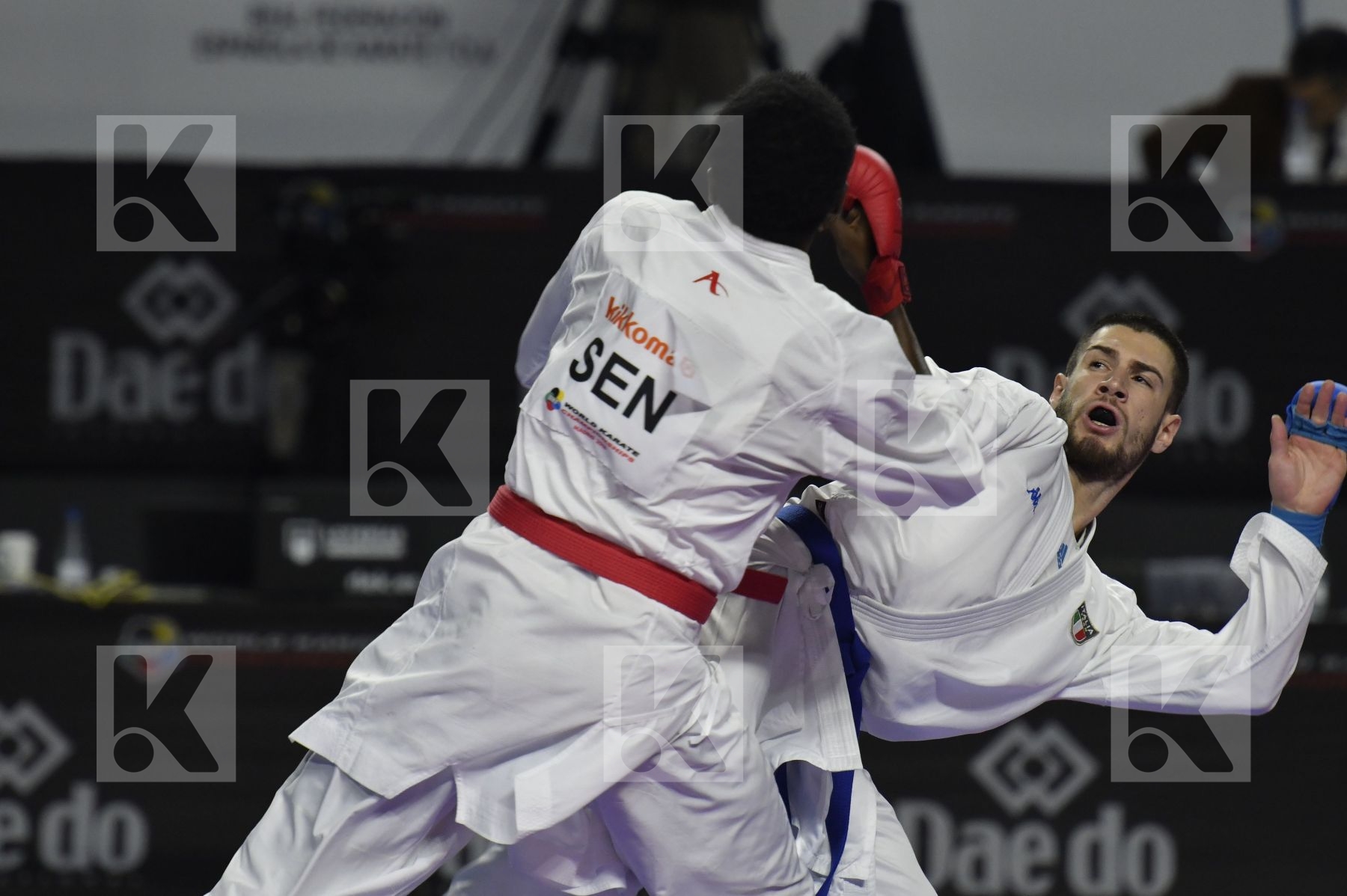 SENEGAL (CISSE, DIOP, GUEYE, MBAYE, NDOUR, SENE) vs ITALY (EL SHARABY, JENDOUBI, MAESTRI, MARESCA, MARINO, MARTINA, MINARDI) in Senior Team Male Kumite - Bronze bout