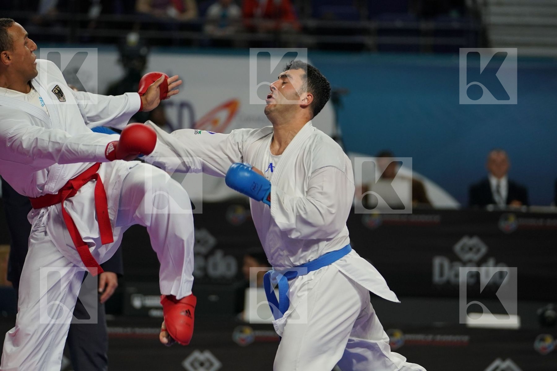 JONATHAN HORNE (GERMANY) vs SAJAD GANJZADEH (ISLAMIC REPUBLIC OF IRAN) in Senior Kumite 84+ Kg - Final bout