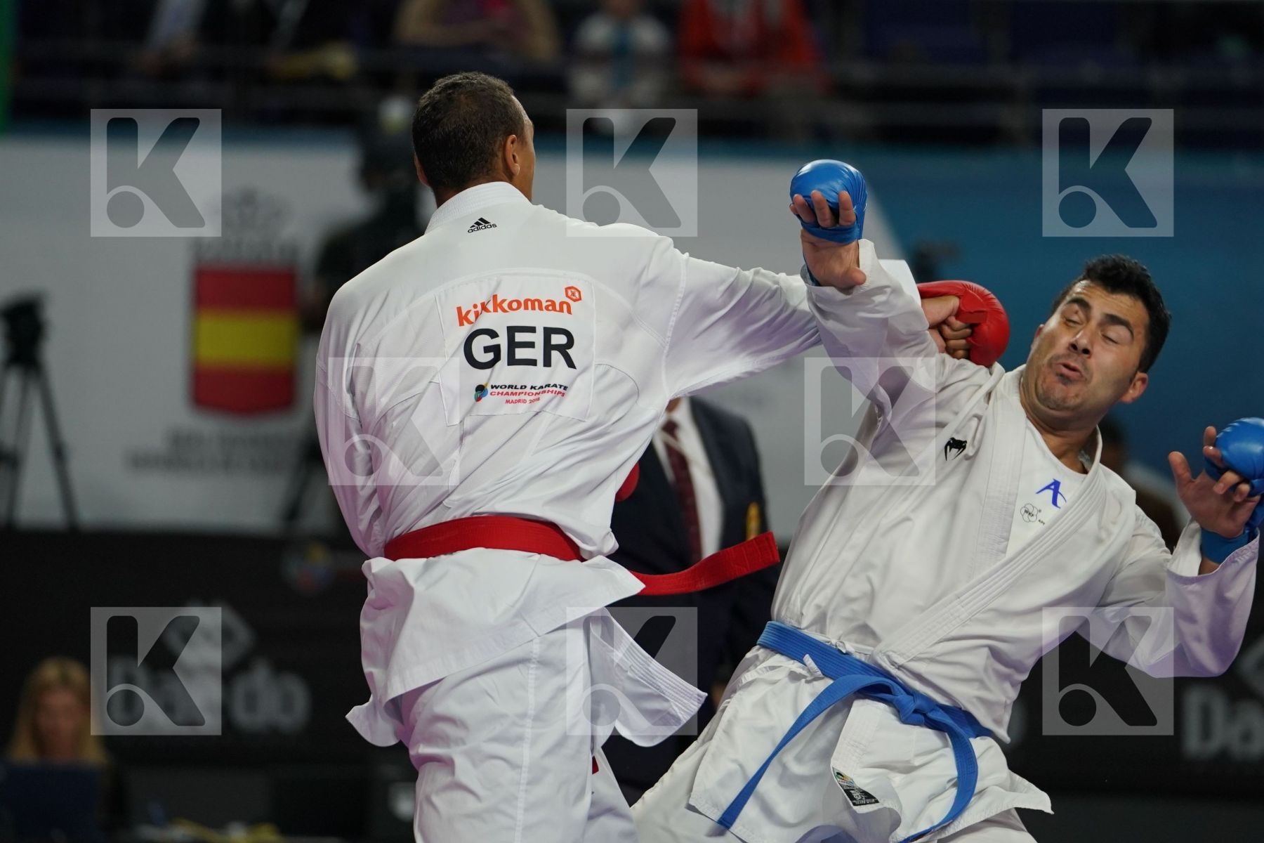JONATHAN HORNE (GERMANY) vs SAJAD GANJZADEH (ISLAMIC REPUBLIC OF IRAN) in Senior Kumite 84+ Kg - Final bout