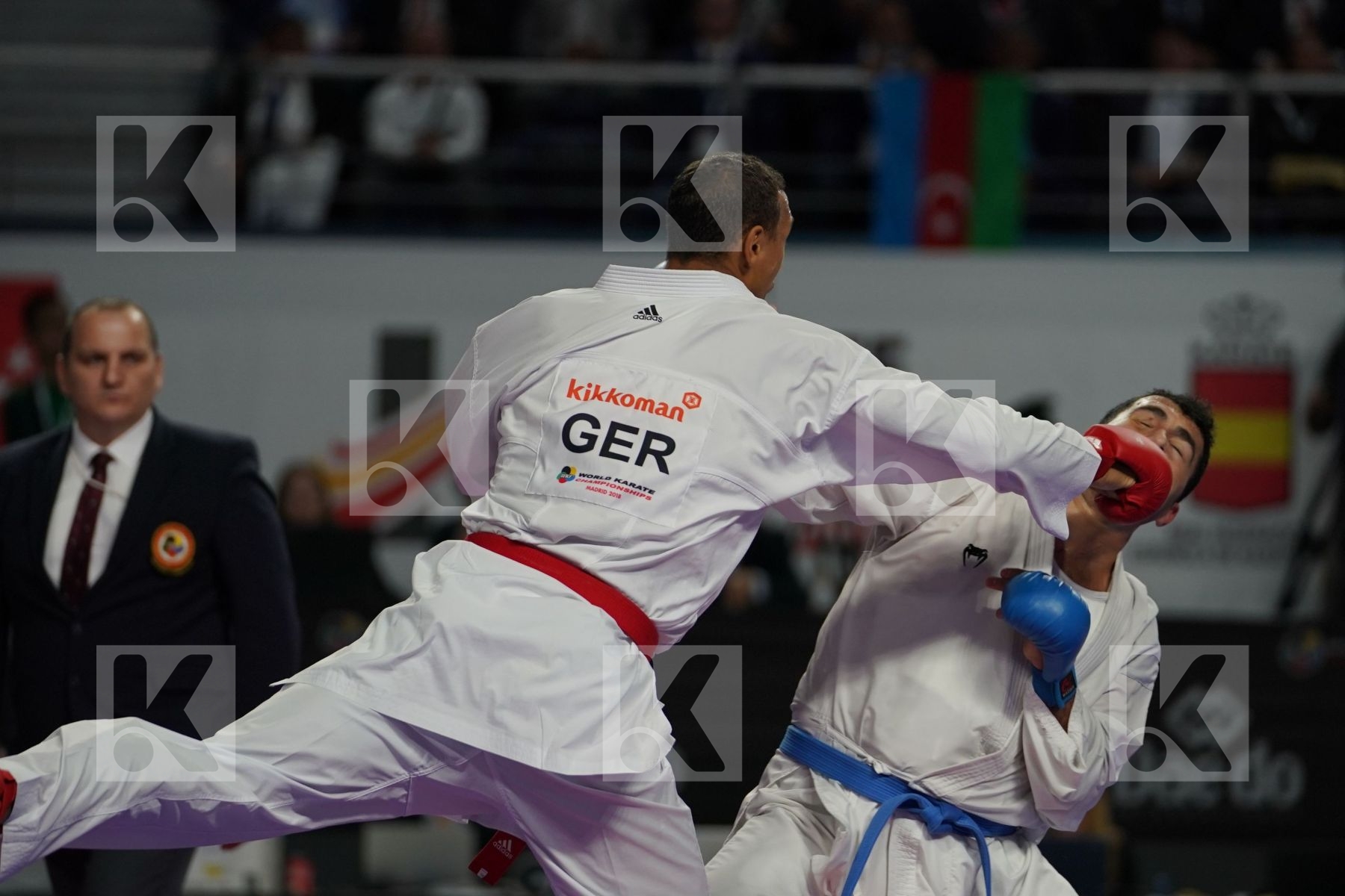 JONATHAN HORNE (GERMANY) vs SAJAD GANJZADEH (ISLAMIC REPUBLIC OF IRAN) in Senior Kumite 84+ Kg - Final bout