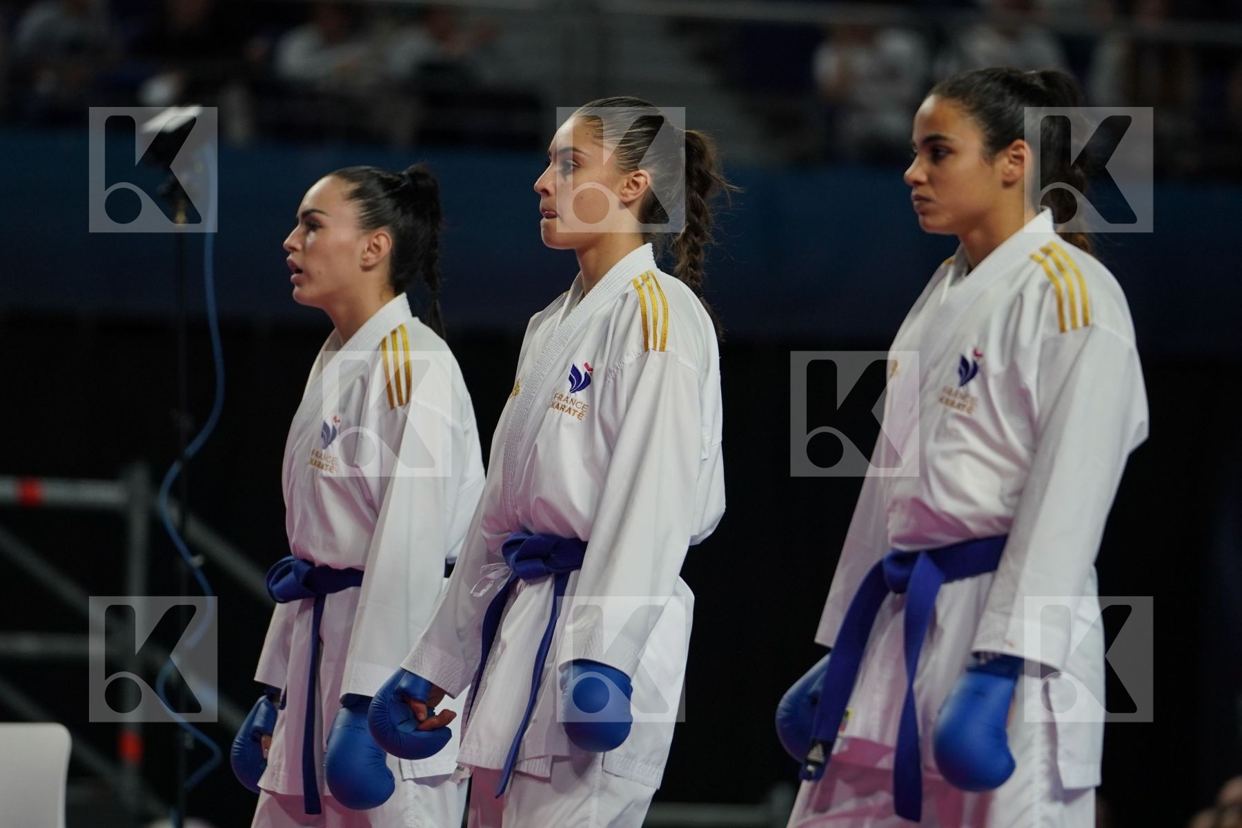 Japan (KAWAMURA, SAITO, SOMEYA, UEKUSA) vs France (AVAZERI, BRITO, HEURTAULT, SIVERT) in Senior Team Female Kumite - Final bout