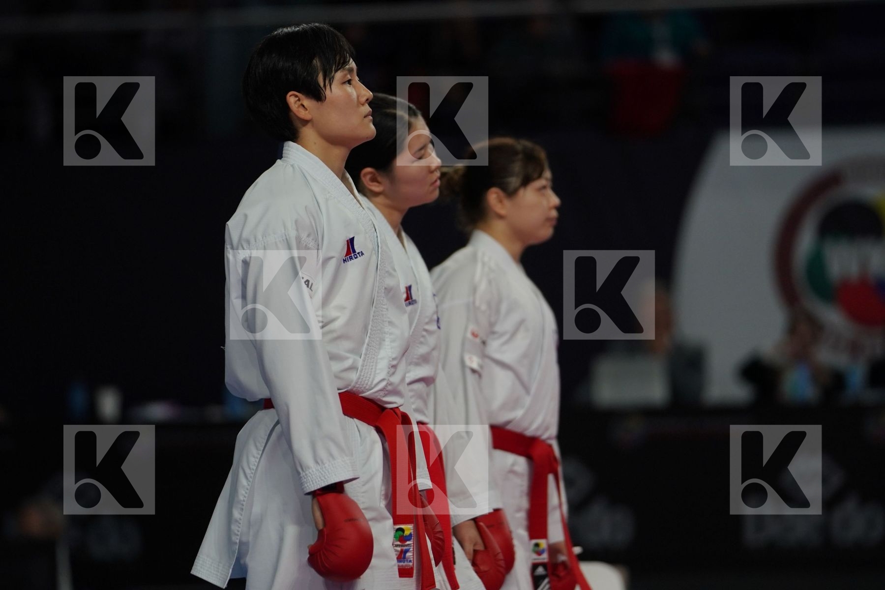 Japan (KAWAMURA, SAITO, SOMEYA, UEKUSA) vs France (AVAZERI, BRITO, HEURTAULT, SIVERT) in Senior Team Female Kumite - Final bout