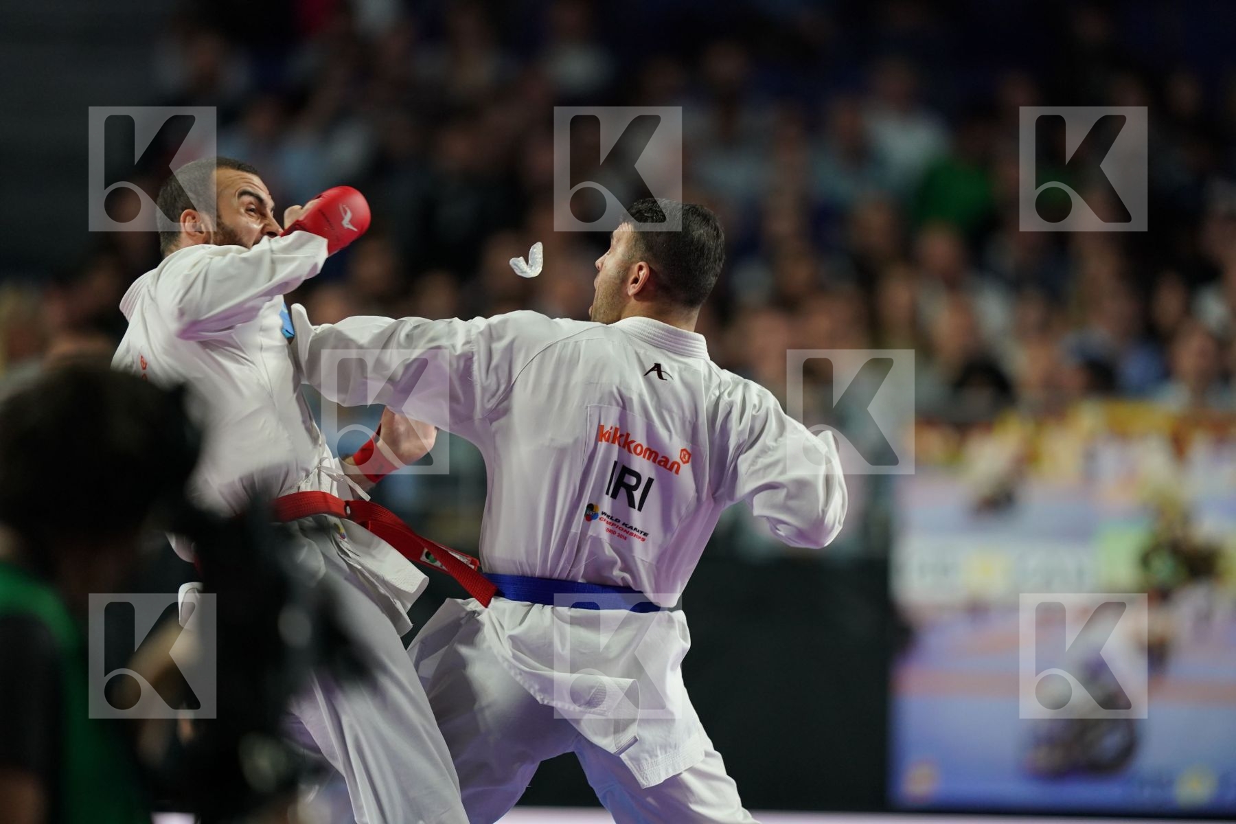 TURKEY (AKTAS, ELTEMUR, GOK, KAPTAN, OZER, UYGUR, YAMANOGLU) vs IRAN (ABAZARI, ASGARI GHONCHEH, ASIABARI, GANJZADEH, HEYDARI, KHODABAKHSHI, POORSHAB) in Senior Team Male Kumite - Final bout