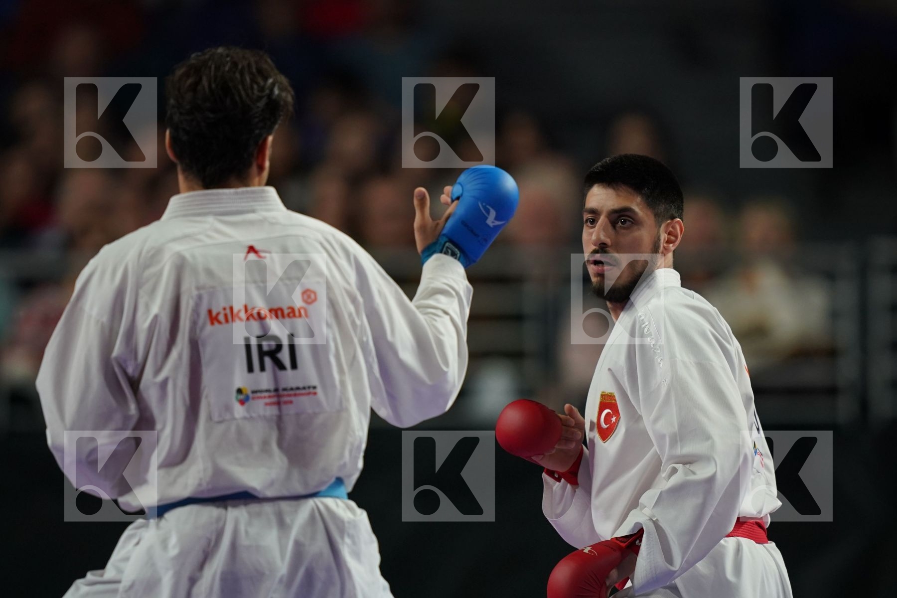 TURKEY (AKTAS, ELTEMUR, GOK, KAPTAN, OZER, UYGUR, YAMANOGLU) vs IRAN (ABAZARI, ASGARI GHONCHEH, ASIABARI, GANJZADEH, HEYDARI, KHODABAKHSHI, POORSHAB) in Senior Team Male Kumite - Final bout
