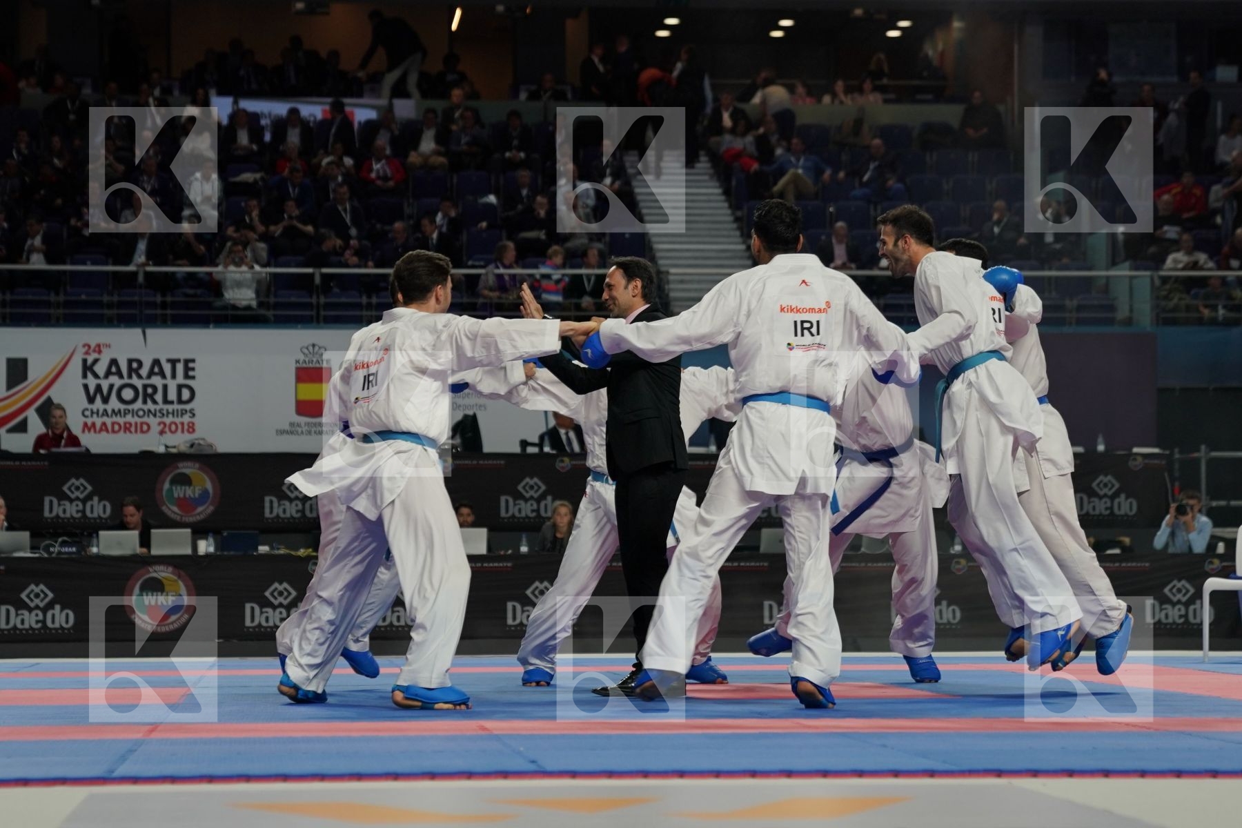 IRAN (ABAZARI, ASGARI GHONCHEH, ASIABARI, GANJZADEH, HEYDARI, KHODABAKHSHI, POORSHAB) in Senior Team Male Kumite - Final bout