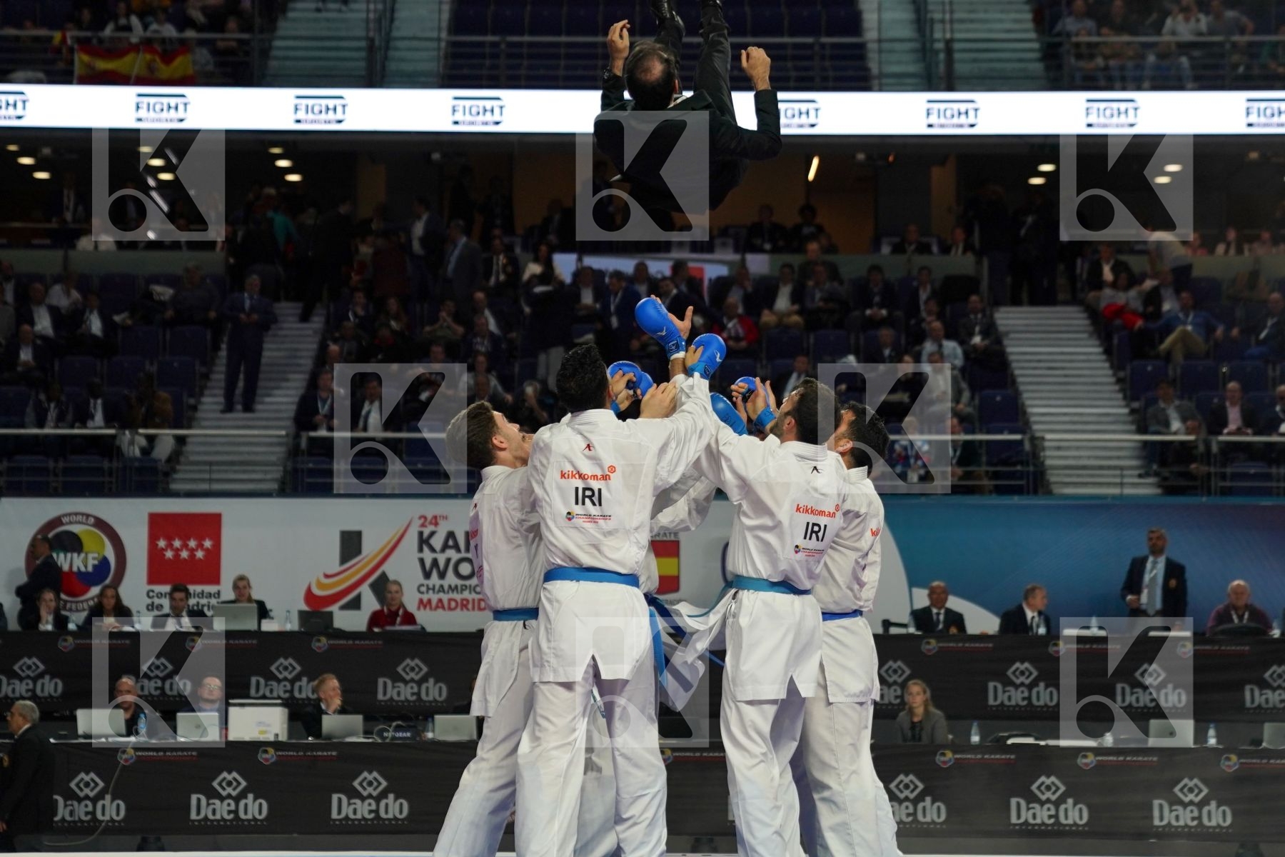 IRAN (ABAZARI, ASGARI GHONCHEH, ASIABARI, GANJZADEH, HEYDARI, KHODABAKHSHI, POORSHAB) in Senior Team Male Kumite - Final bout