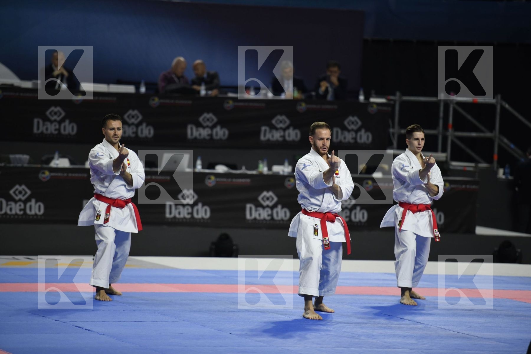 SPAIN (CARBONELL LOPEZ, GALAN LOPEZ, SALAZAR JOVER) vs JAPAN (KINJO, KIYUNA, UEMURA) in Senior Team Male Kata - Final bout
