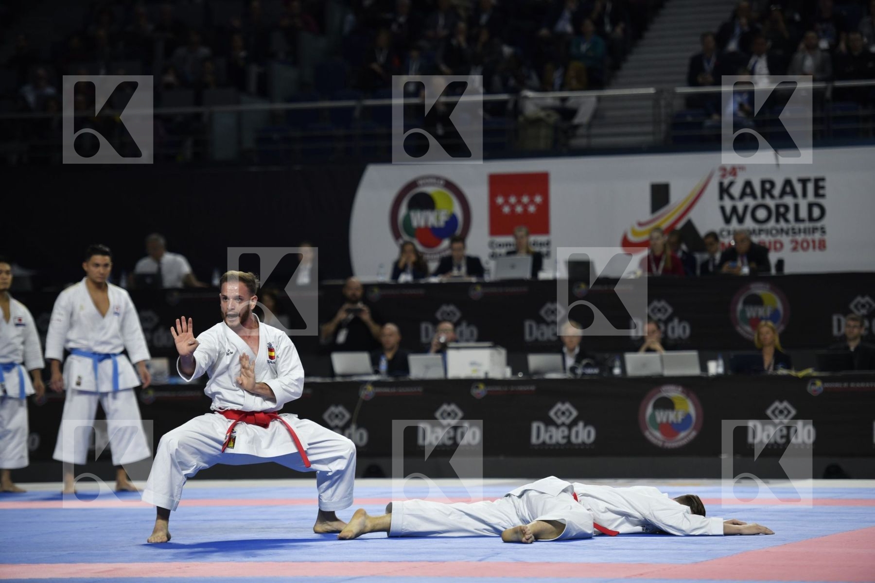 SPAIN (CARBONELL LOPEZ, GALAN LOPEZ, SALAZAR JOVER) vs JAPAN (KINJO, KIYUNA, UEMURA) in Senior Team Male Kata - Final bout