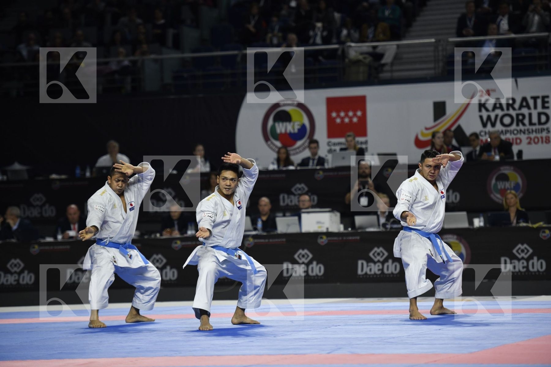 SPAIN (CARBONELL LOPEZ, GALAN LOPEZ, SALAZAR JOVER) vs JAPAN (KINJO, KIYUNA, UEMURA) in Senior Team Male Kata - Final bout
