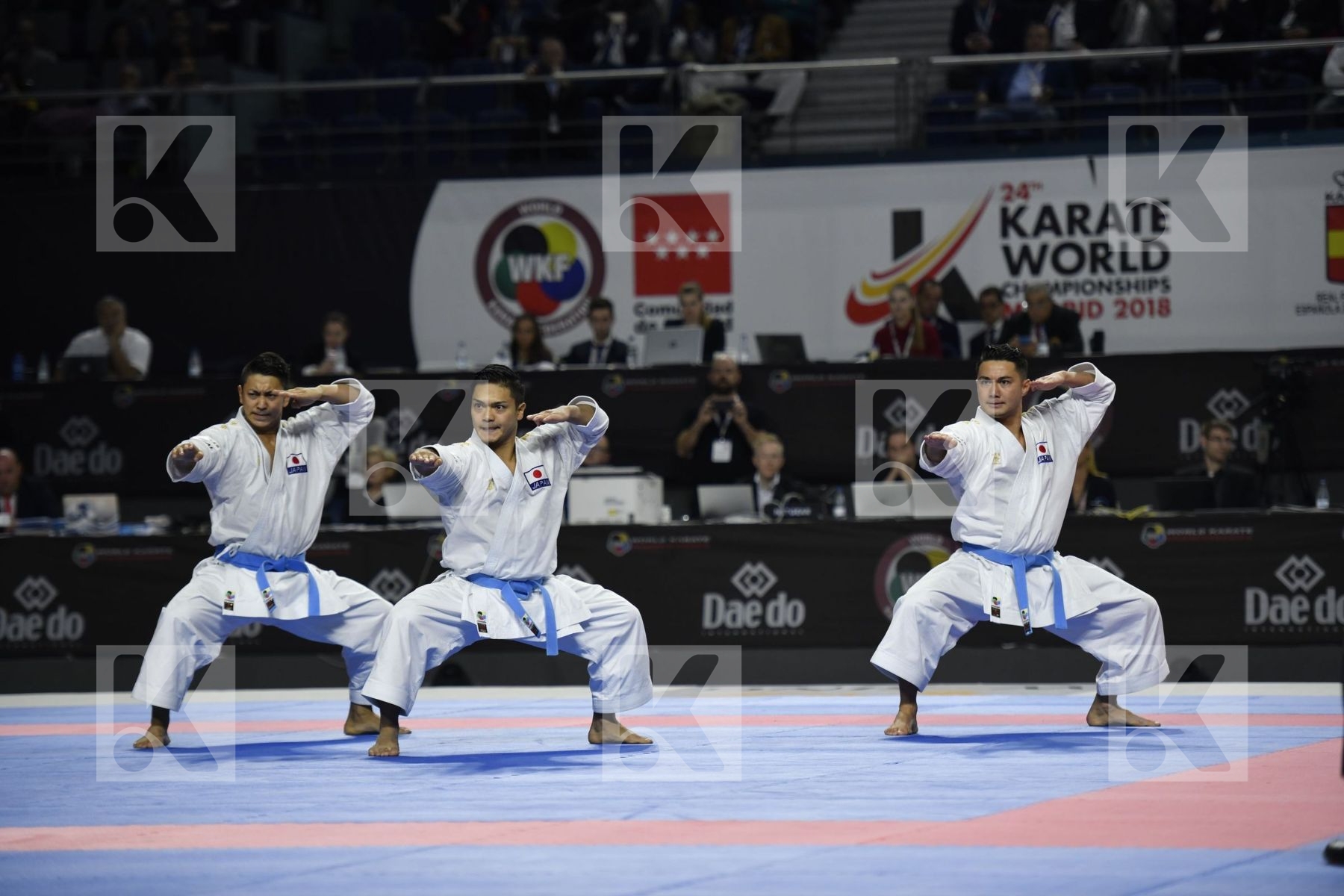 SPAIN (CARBONELL LOPEZ, GALAN LOPEZ, SALAZAR JOVER) vs JAPAN (KINJO, KIYUNA, UEMURA) in Senior Team Male Kata - Final bout