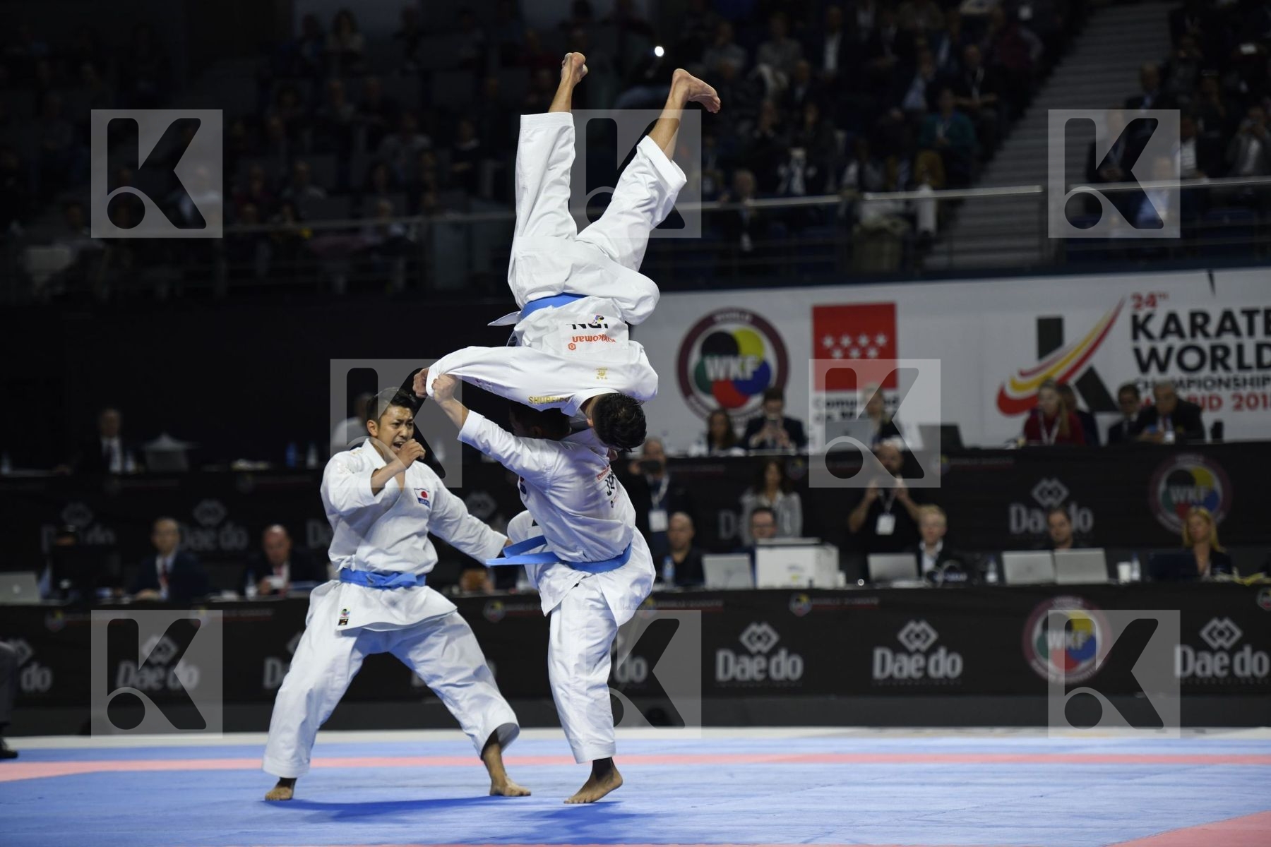 SPAIN (CARBONELL LOPEZ, GALAN LOPEZ, SALAZAR JOVER) vs JAPAN (KINJO, KIYUNA, UEMURA) in Senior Team Male Kata - Final bout