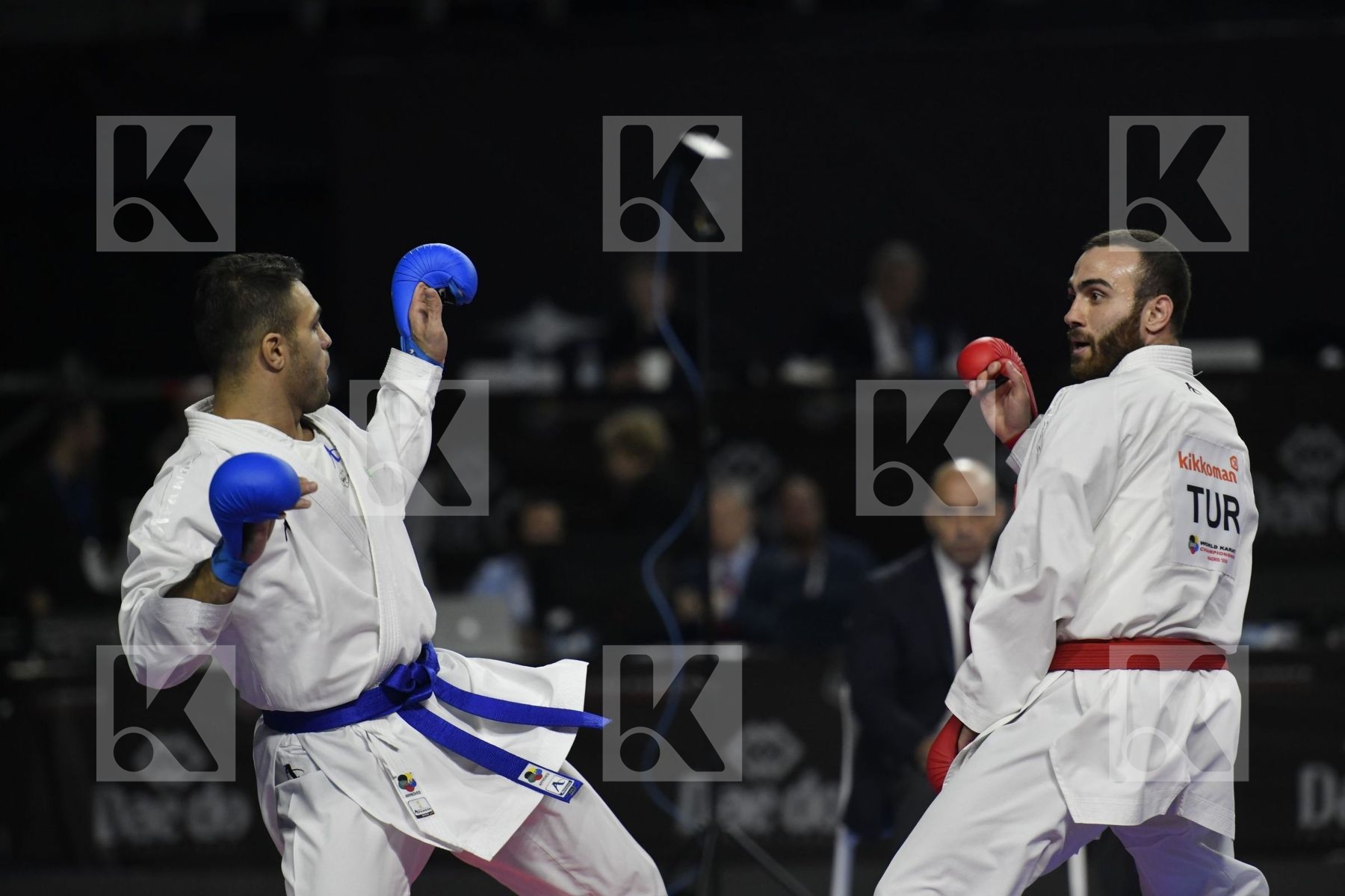 TURKEY (AKTAS, ELTEMUR, GOK, KAPTAN, OZER, UYGUR, YAMANOGLU) vs IRAN (ABAZARI, ASGARI GHONCHEH, ASIABARI, GANJZADEH, HEYDARI, KHODABAKHSHI, POORSHAB) in Senior Team Male Kumite - Final bout