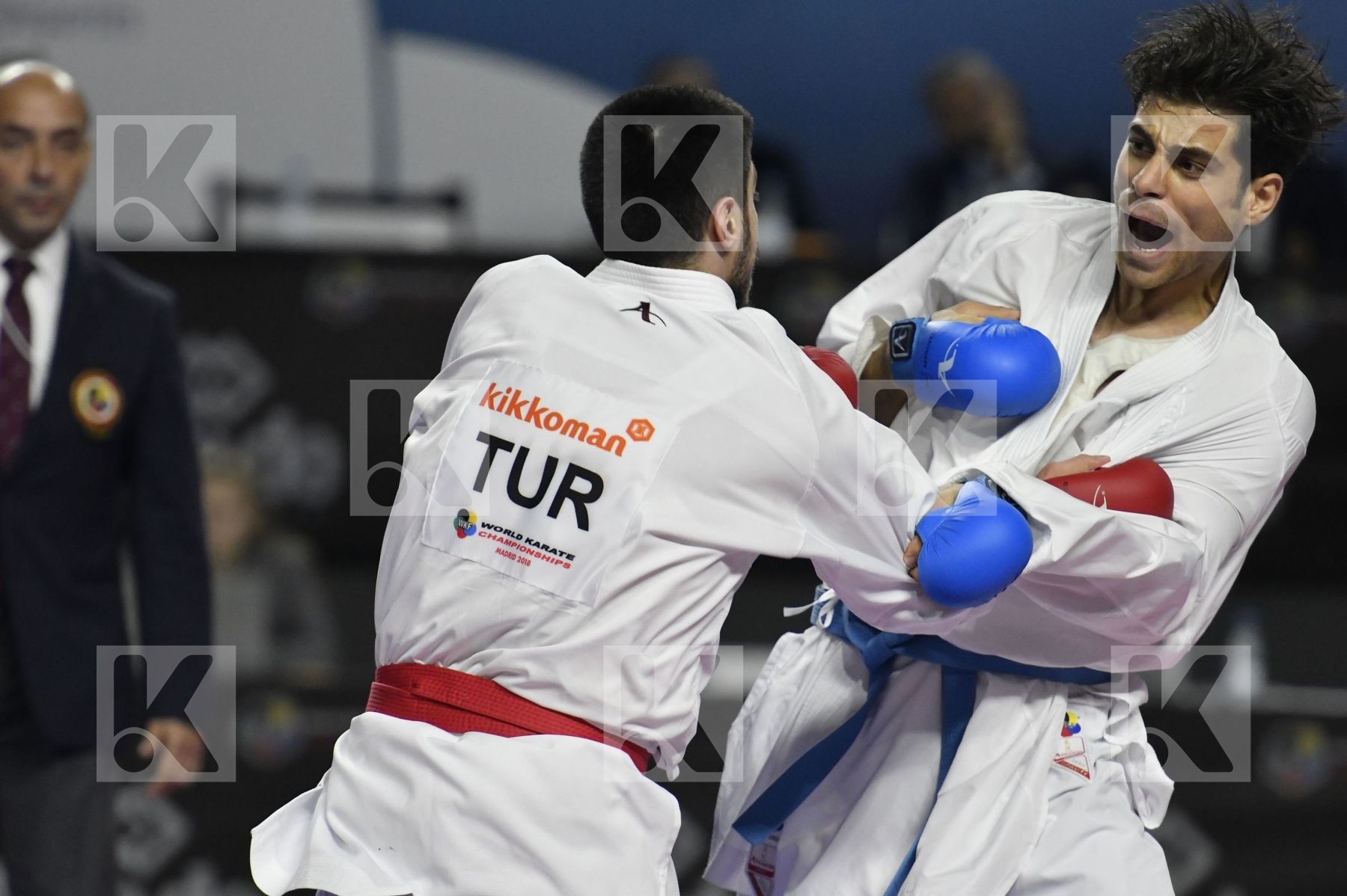 TURKEY (AKTAS, ELTEMUR, GOK, KAPTAN, OZER, UYGUR, YAMANOGLU) vs IRAN (ABAZARI, ASGARI GHONCHEH, ASIABARI, GANJZADEH, HEYDARI, KHODABAKHSHI, POORSHAB) in Senior Team Male Kumite - Final bout