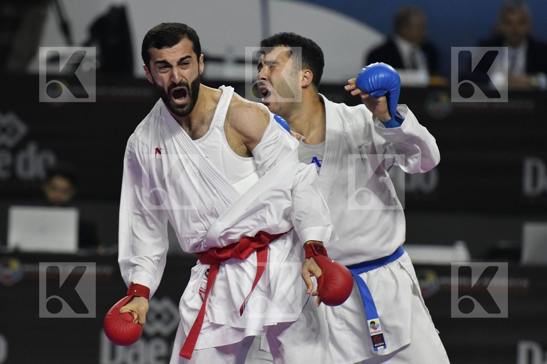 TURKEY (AKTAS, ELTEMUR, GOK, KAPTAN, OZER, UYGUR, YAMANOGLU) vs IRAN (ABAZARI, ASGARI GHONCHEH, ASIABARI, GANJZADEH, HEYDARI, KHODABAKHSHI, POORSHAB) in Senior Team Male Kumite - Final bout